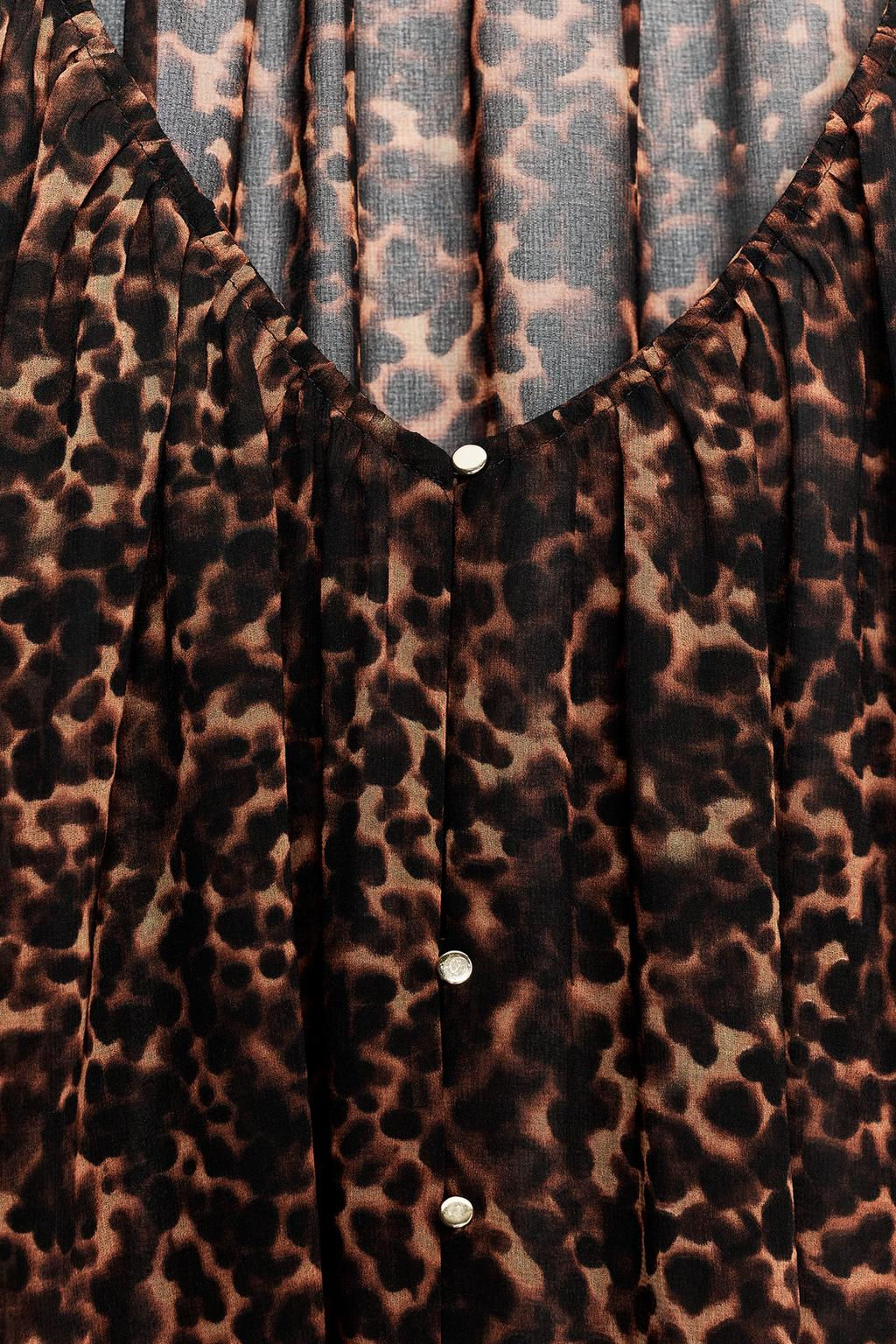 ANIMAL PRINT SEMI-SHEER BLOUSE - Zara фото 8