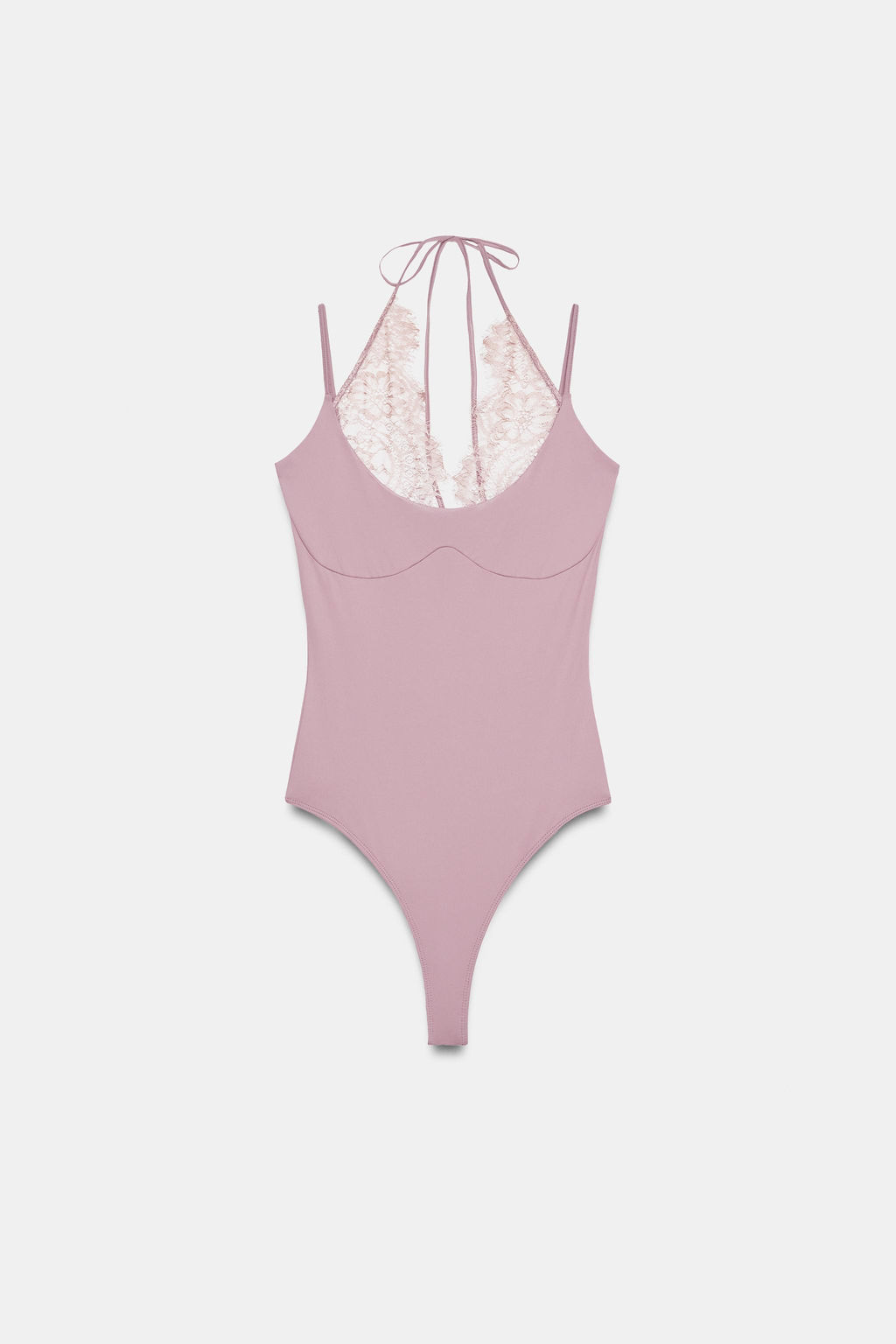 BODY HALTER COMBINADO ENCAJE / Rosa empolvado - Zara фото 5
