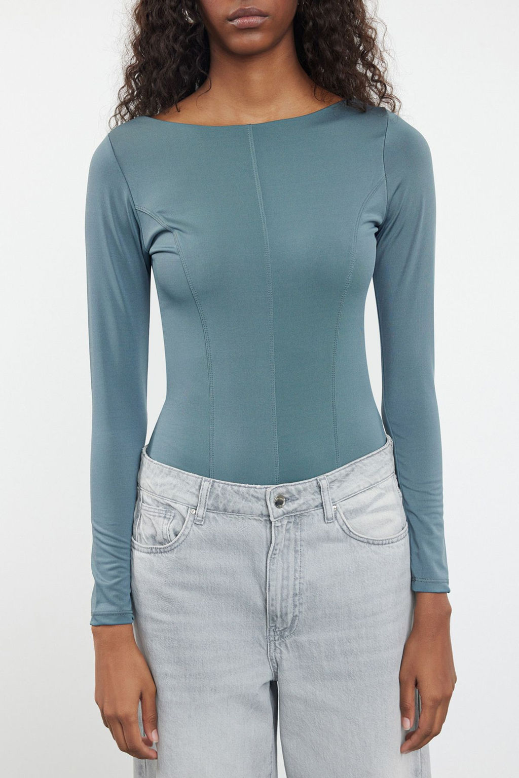 Antrasit Fitted/Vucuda Oturan Kay?k Yaka Biye Detayl? Esnek Orme Body TWOAW25BD00002 - Trendyolmilla фото 3