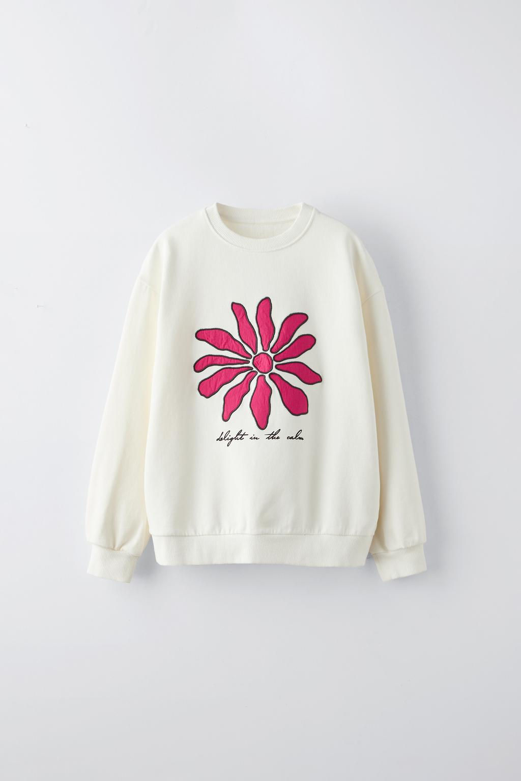 FLORAL AND TEXT SWEATSHIRT