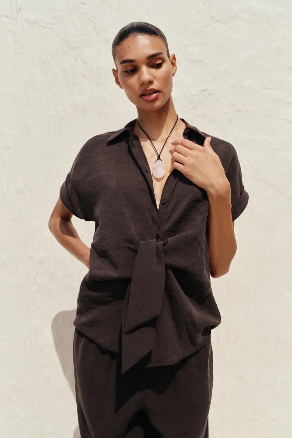 FRONT KNOT SHIRT - Zara фото 3