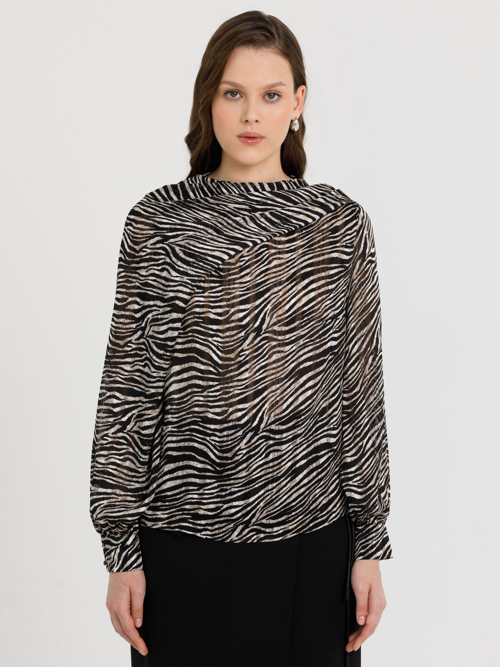 Блузка из шифона с принтом - Stilla фото 4