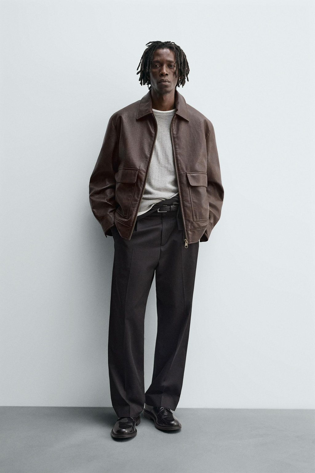 FAUX LEATHER OVERSHIRT