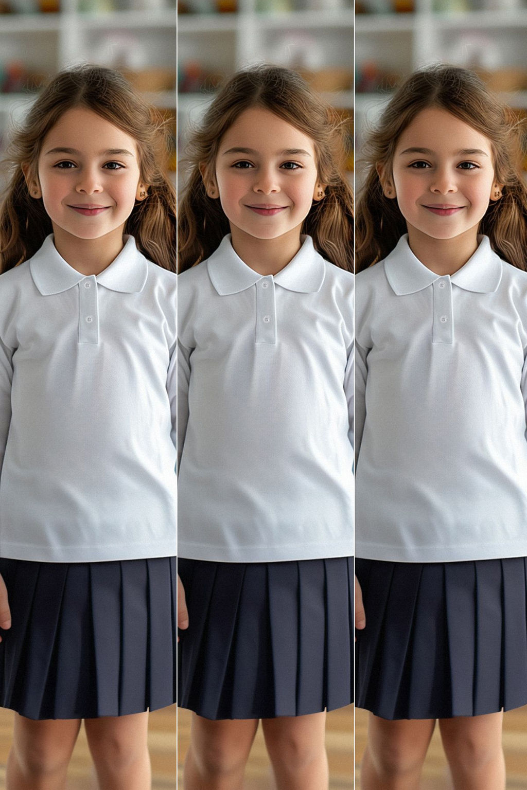 Beyaz 3lu Paket Unisex Mevsimlik Polo Yaka Uzun Kollu Orme T-Shirt TKDAW25TS00004 - Trendyolmilla фото 16