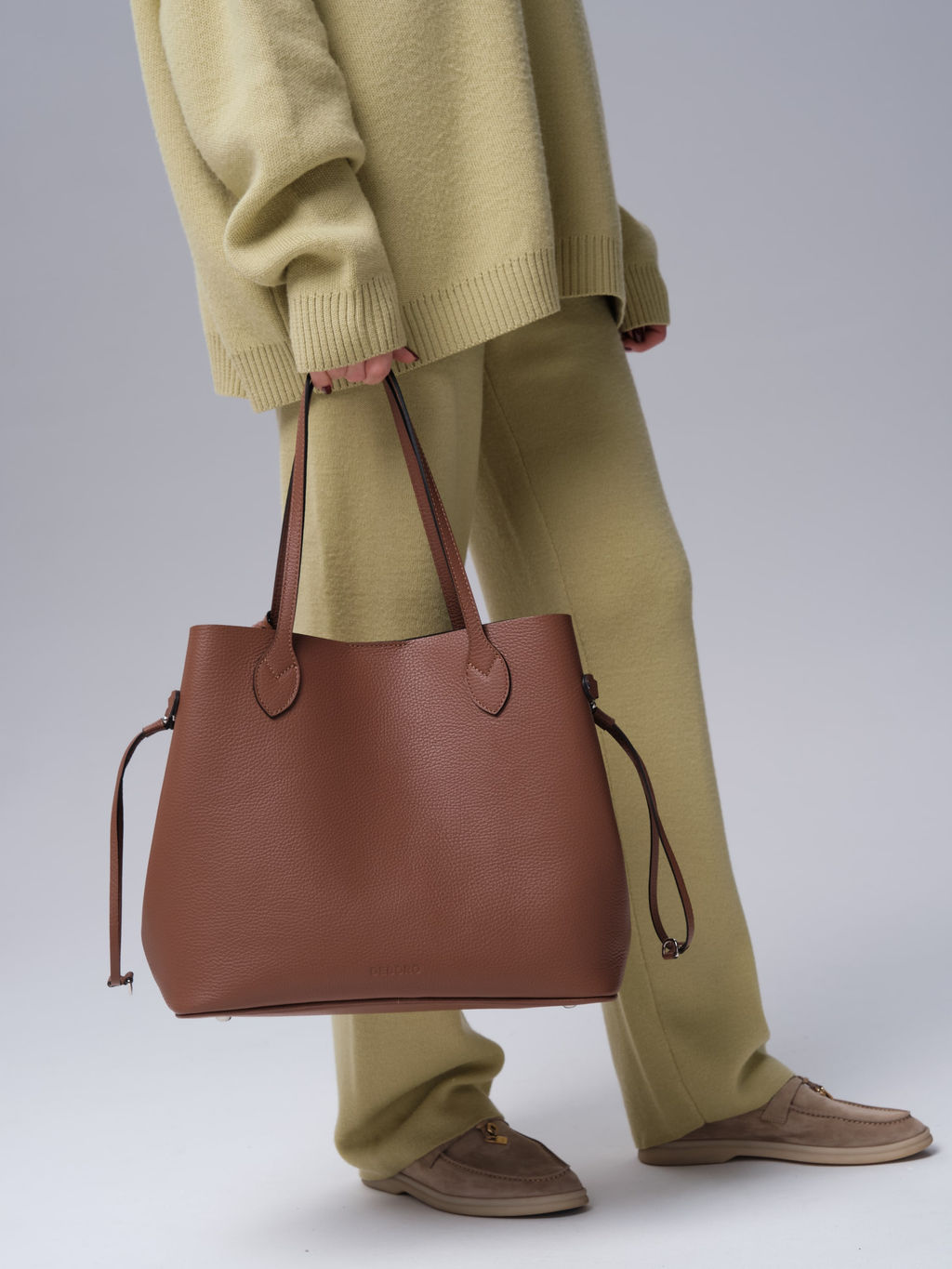 Сумка кожаная шоппер Deboro 30890 темный орех