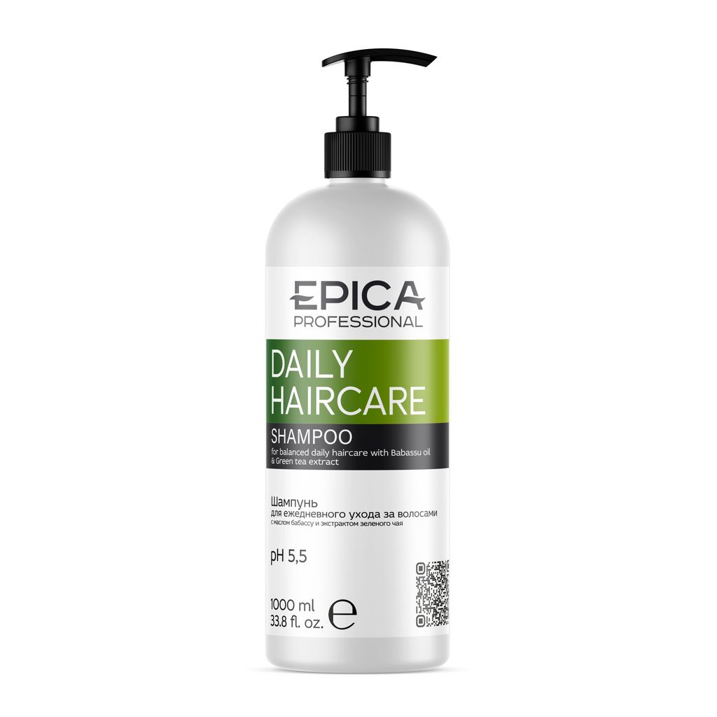 EPICA Daily Haircare Шампунь д/ежедневного ухода, 1000мл.с маслом бабассу и экстрактом зеленого чая
