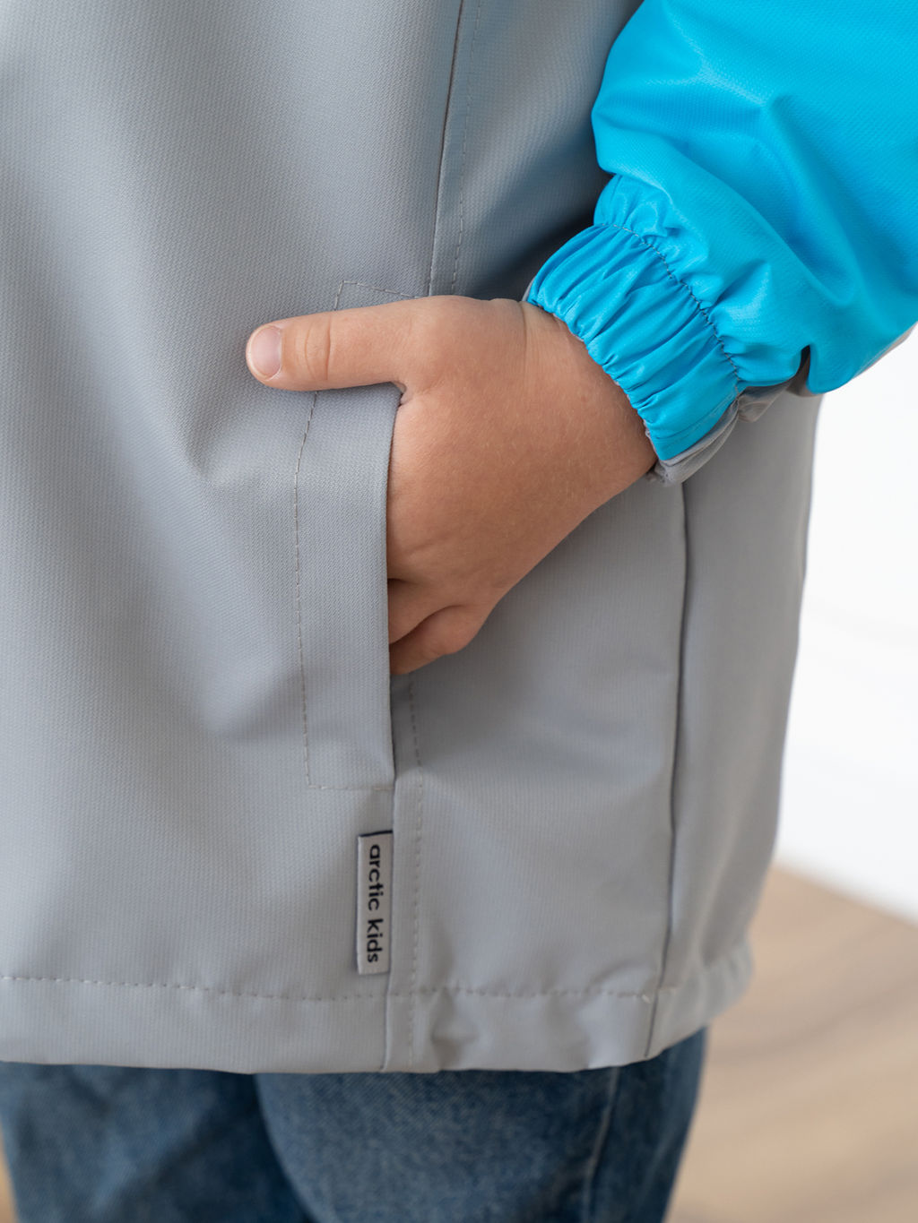 Ветровка детская светло-серая/бирюза 20-019/1 (110-116, 60)