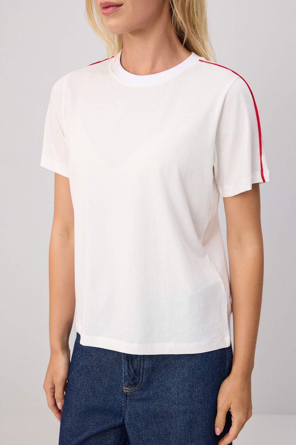 Ekru Regular/Normal Kal_p Biye Detayl_ K_sa Kol %100 Pamuk _rme T-shirt TWOSS26TS00322 - Trendyolmilla фото 4