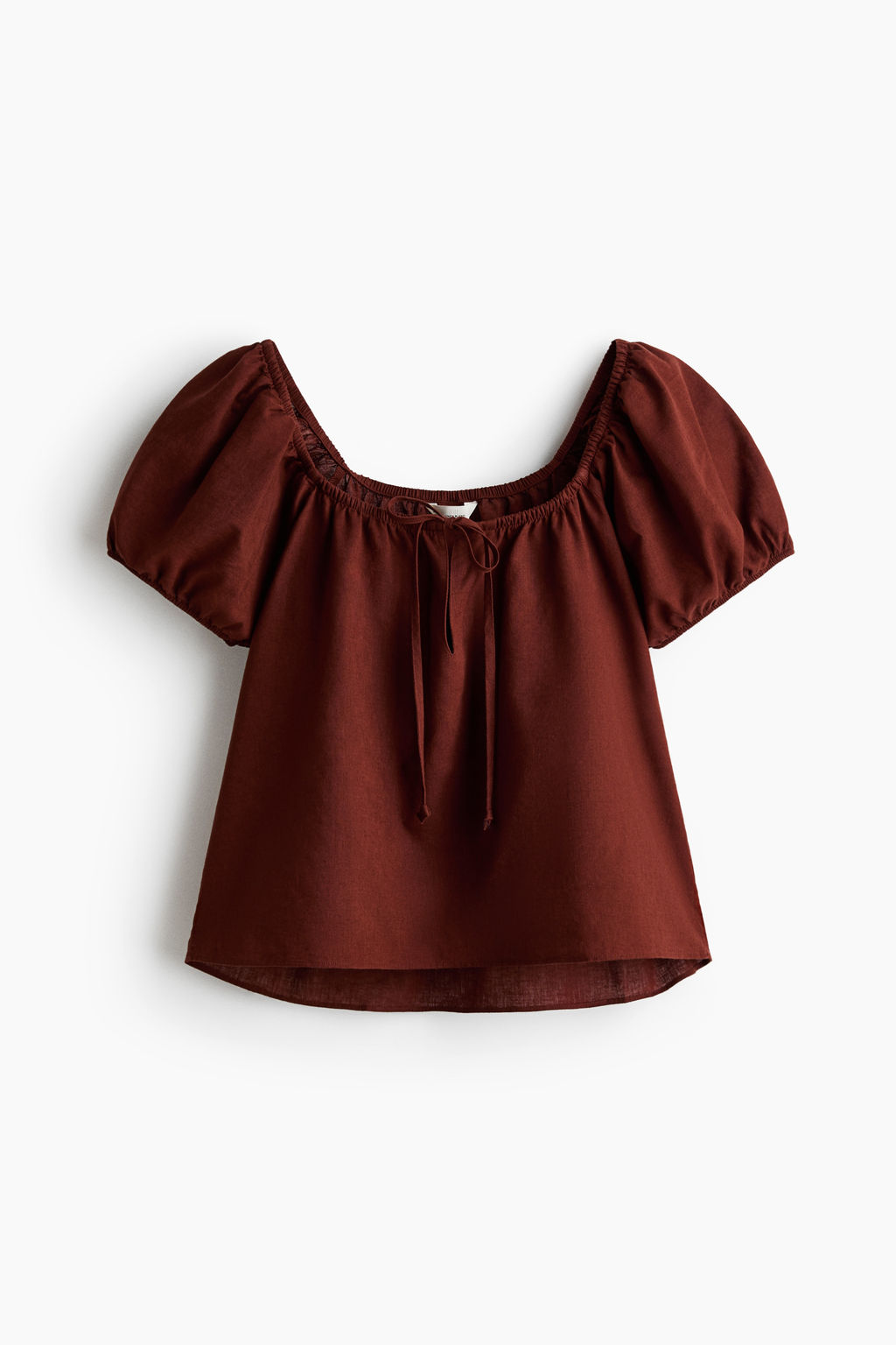 Blusa en mezcla de lino con mangas abullonadas - H&m фото 2