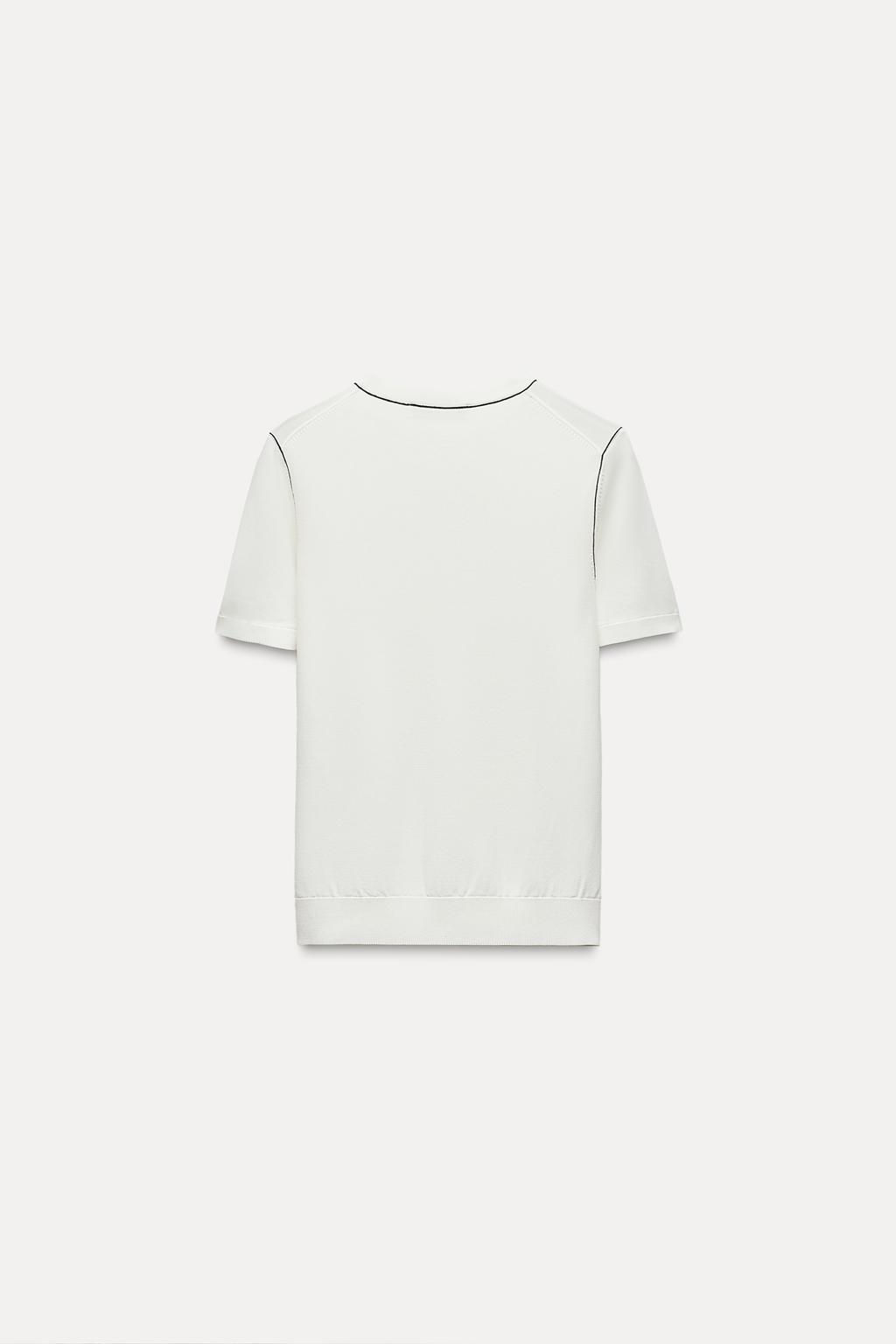 PLAIN KNIT TOP WITH CONTRAST TRIMS - Zara фото 14