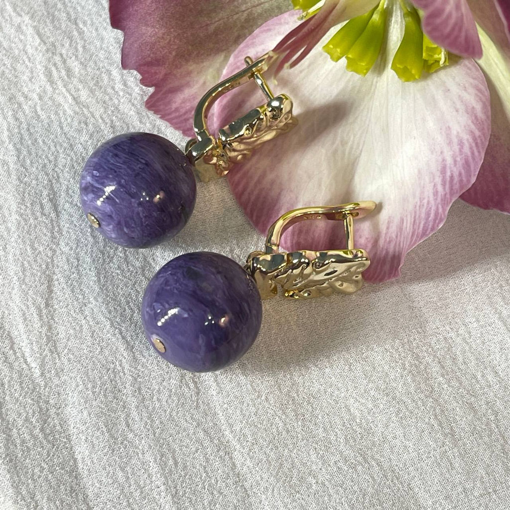 Серьги крупные из Чароита