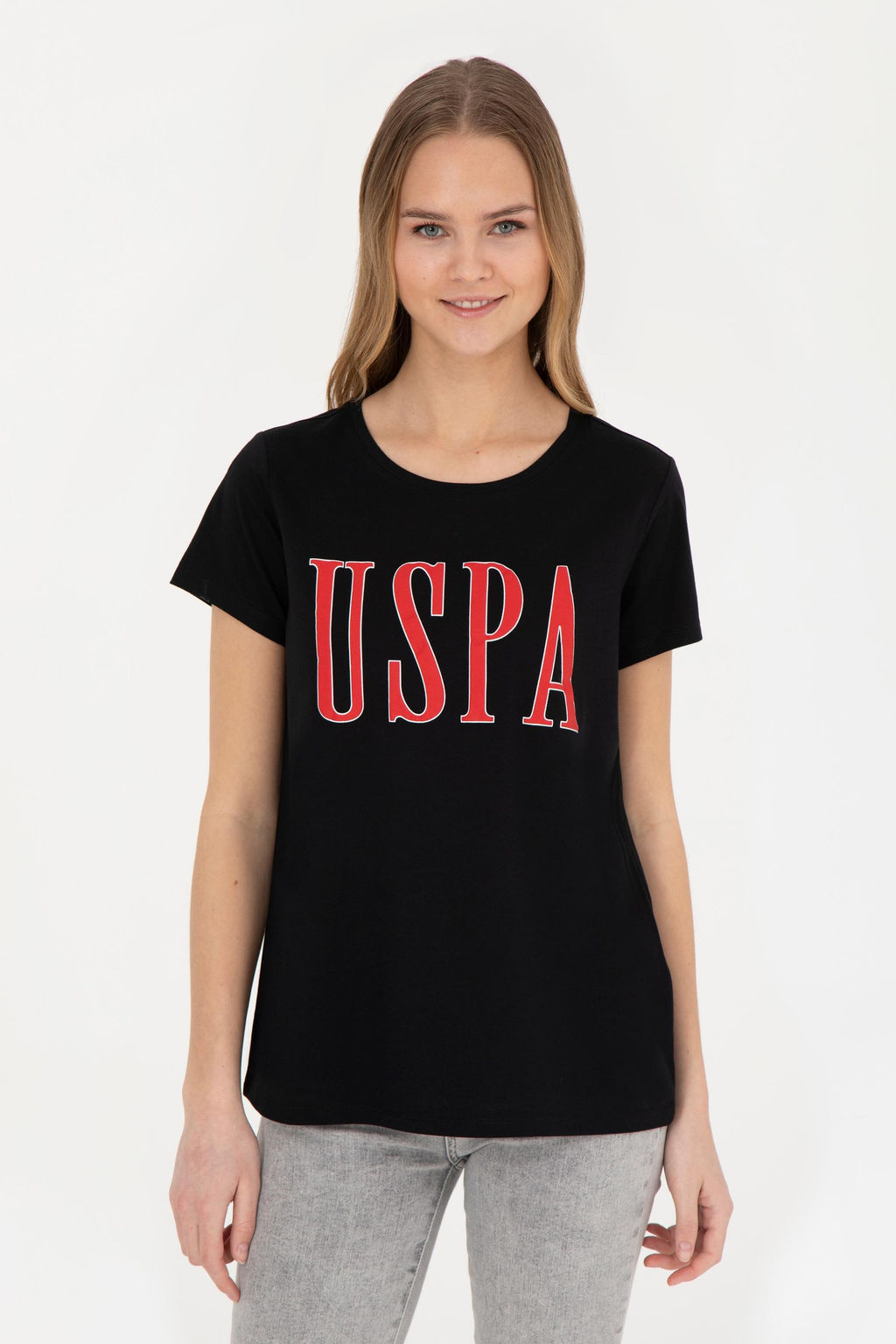 Женская черная футболка с круглым вырезом - U.s. polo assn фото 10