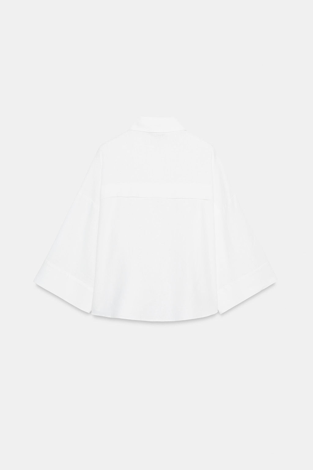 CAMISA CON LINO MANGA ANCHA / Blanco - Zara фото 5