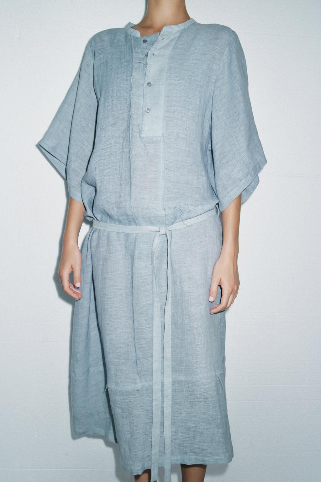 LIMITED EDITION LINEN BLEND SHIRT DRESS - Zara фото 3