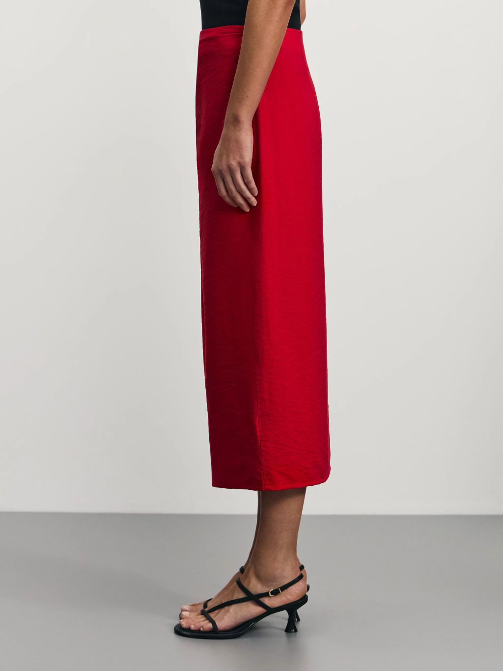 Юбка миди с разрезом и пряжкой из вискозы / Zarina  фото 4