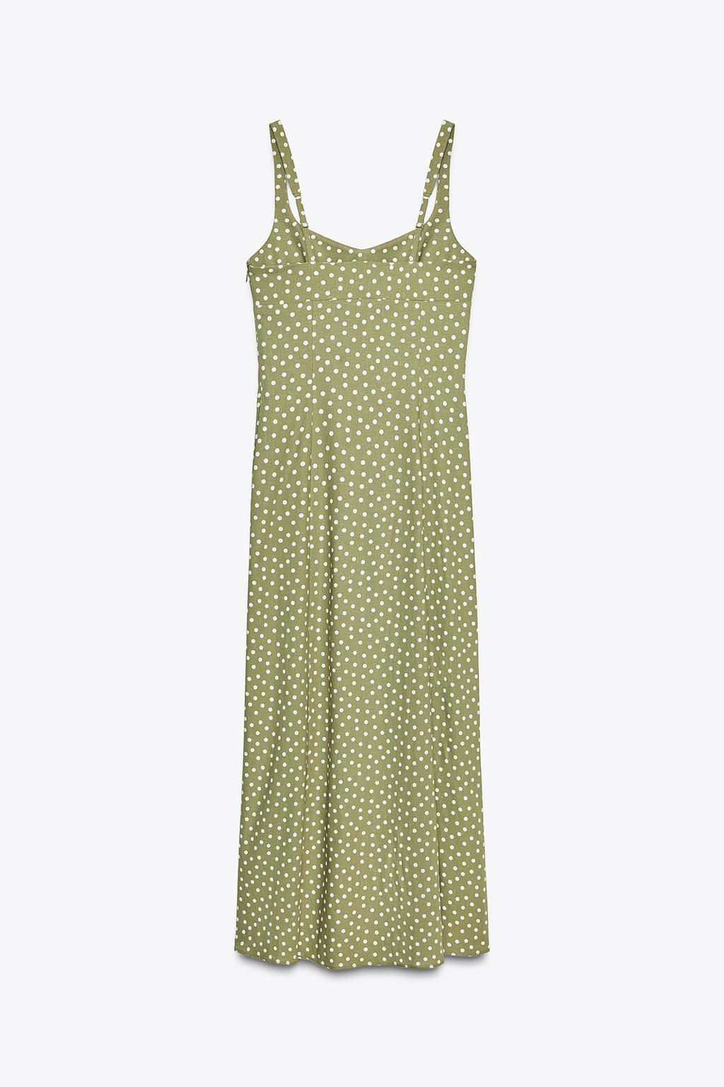 POLKA DOT LINEN BLEND MIDI DRESS - Zara фото 8