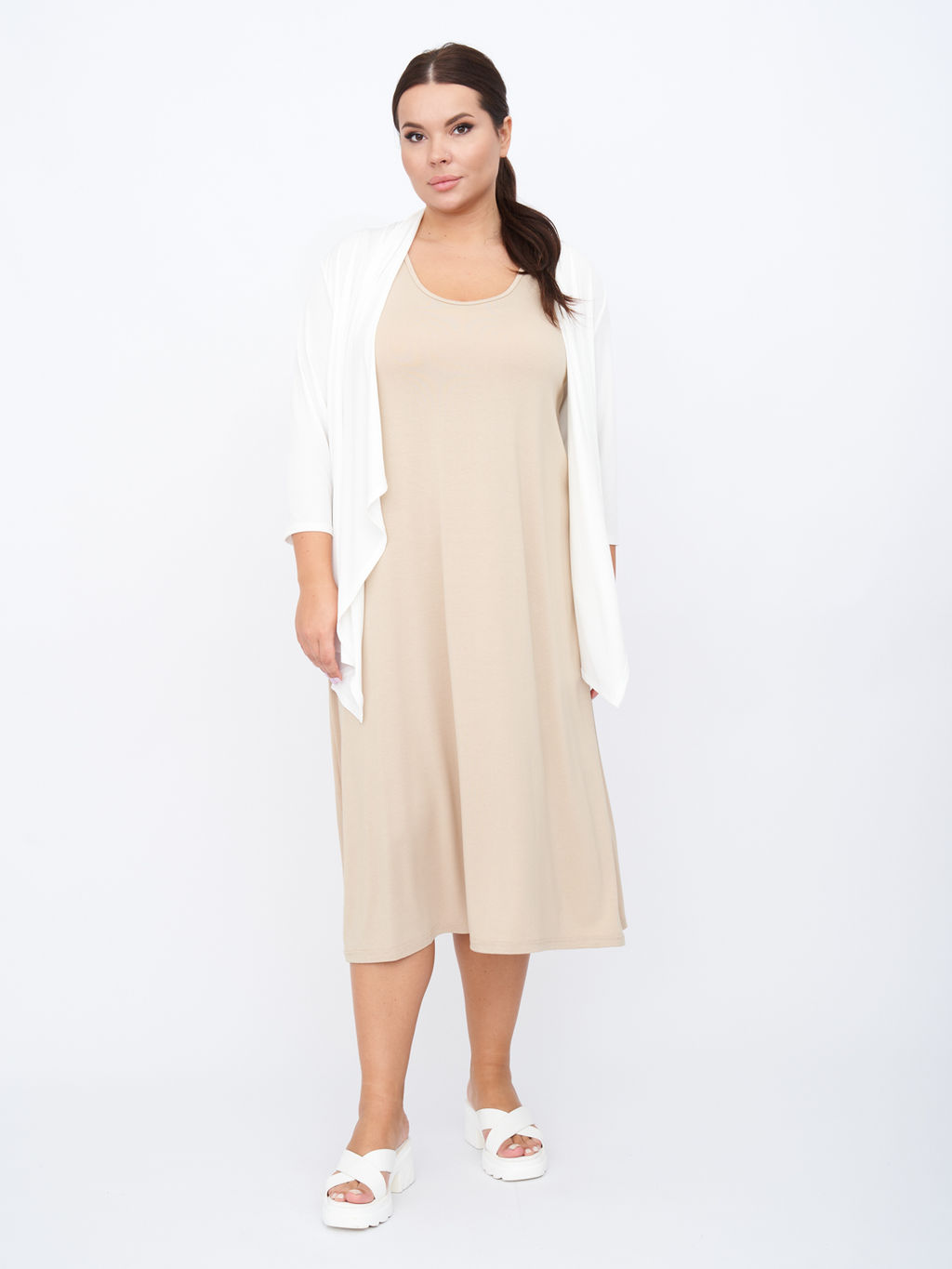 Кардиган без пуговиц KA31803WHT02