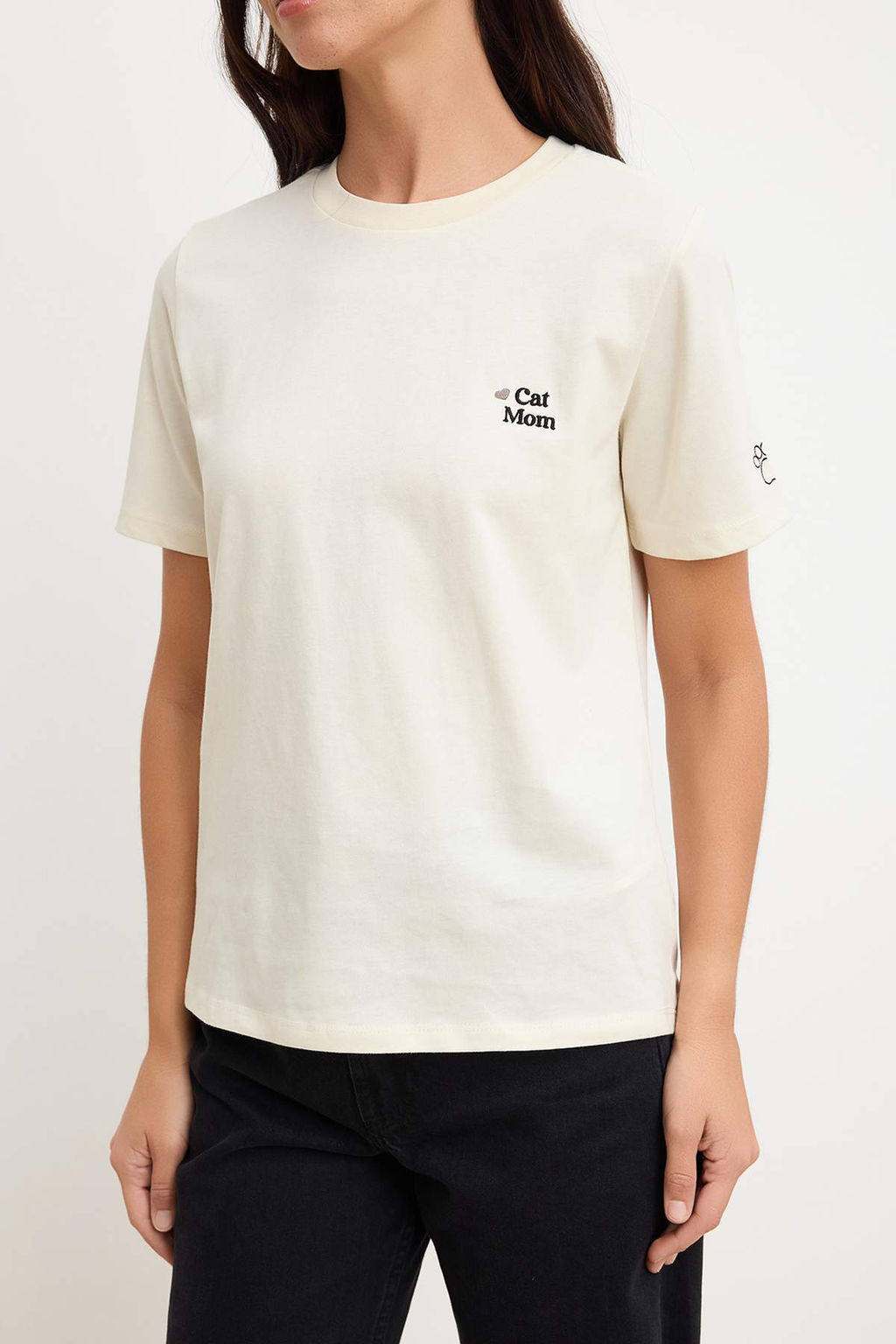 Ac?k Pembe Nak?sl? / Islemeli Regular/Normal Kal?p Tok %100 Pamuk Orme T-Shirt TWOSS26TS00144 - Trendyolmilla фото 7