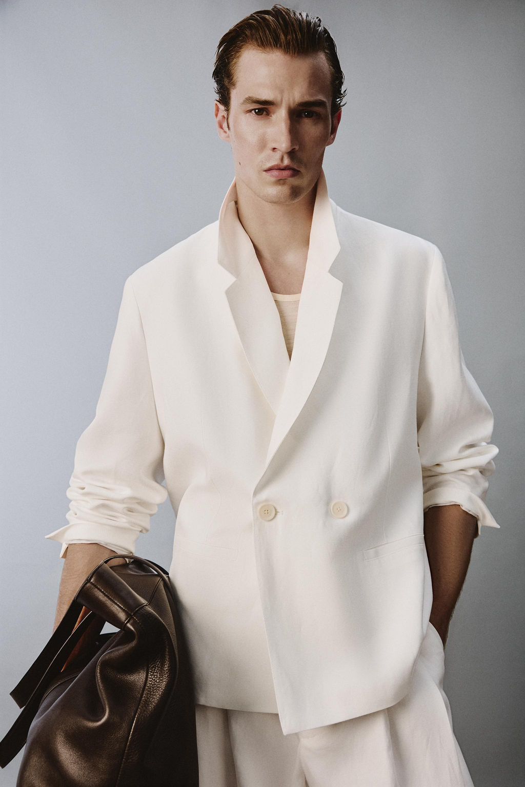 BLAZER RELAXED FIT TRAJE VISCOSA - LINO / Blanco - Zara фото 5