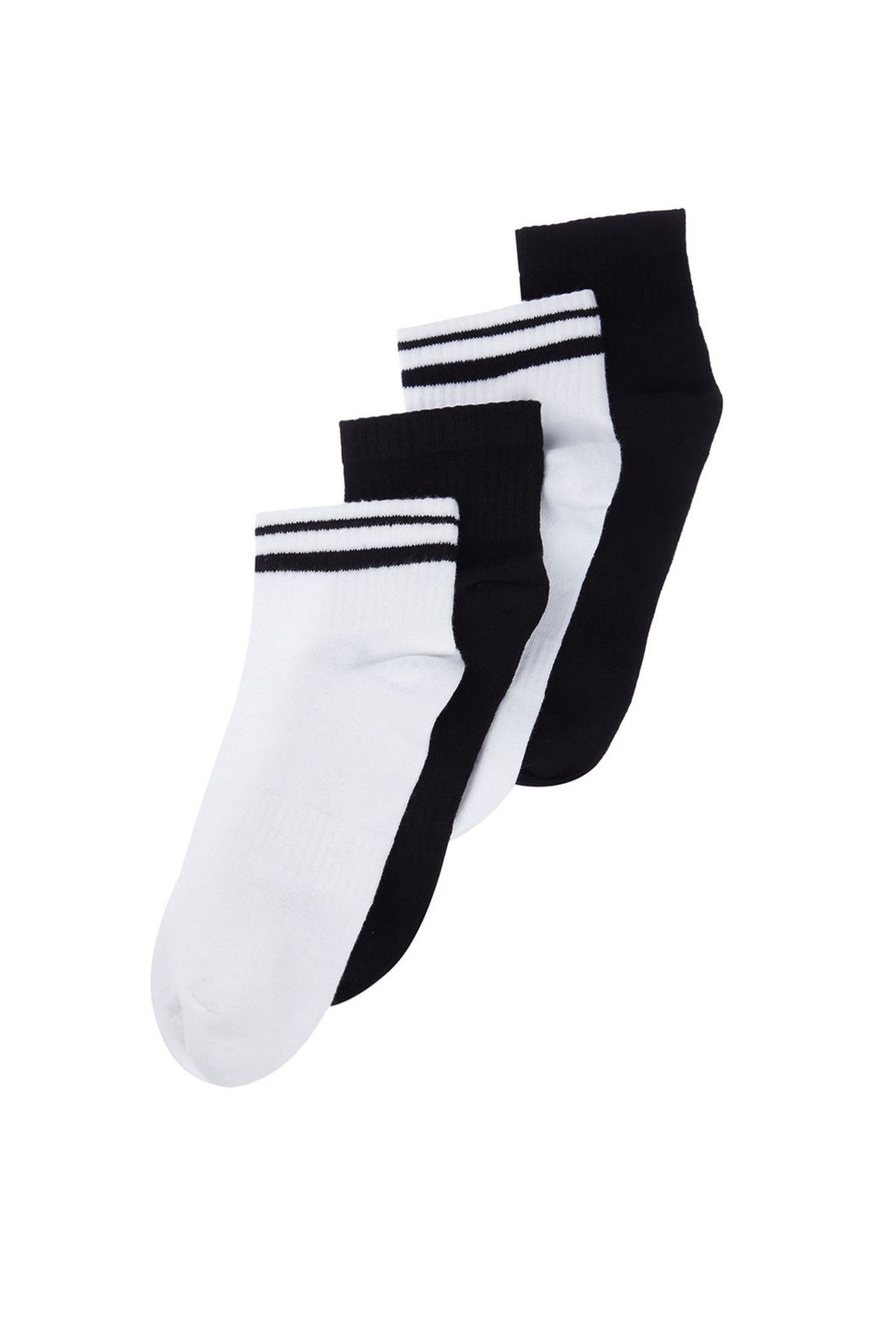 TRENDYOL MAN Siyah Unisex 4lu Paket Seritli Patik Pamuklu Corap TMNSS24CO00021