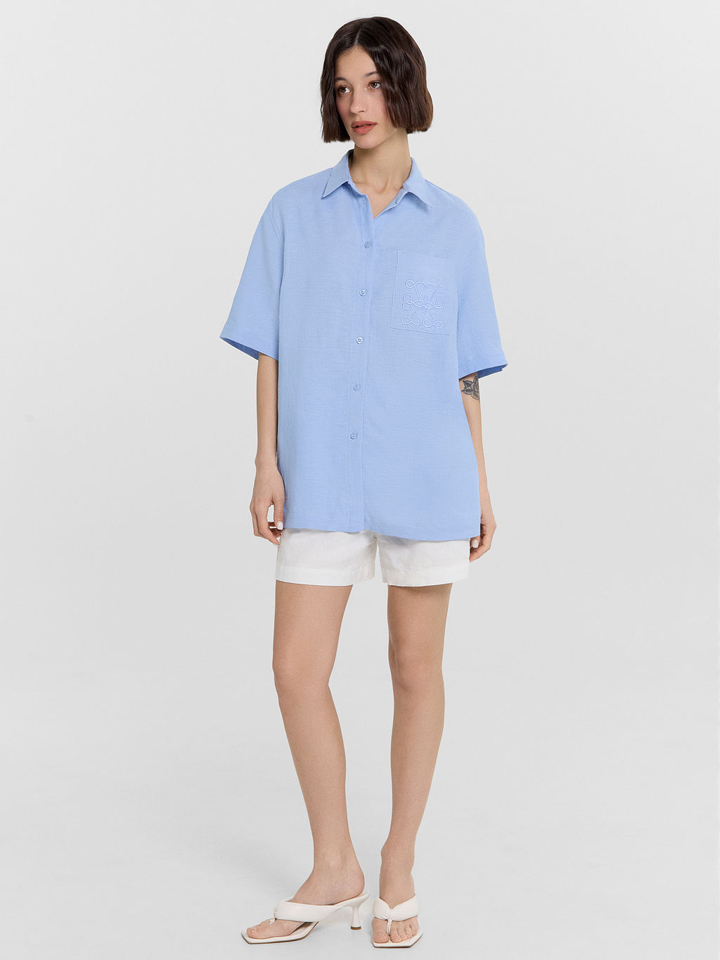 Рубашка женская голубая