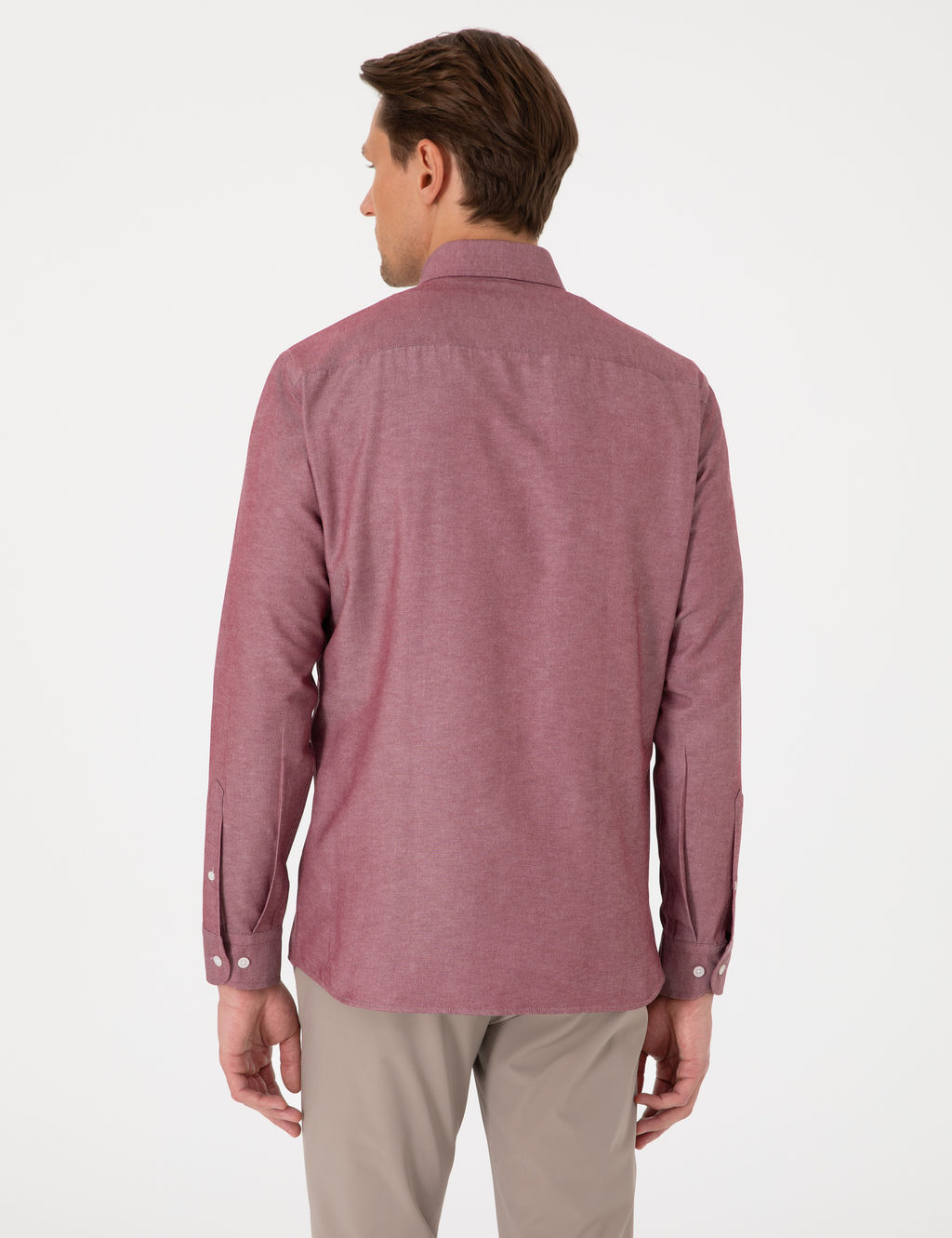 Bordo Oxford Slim Fit Kolay _t_lenebilir G_mlek