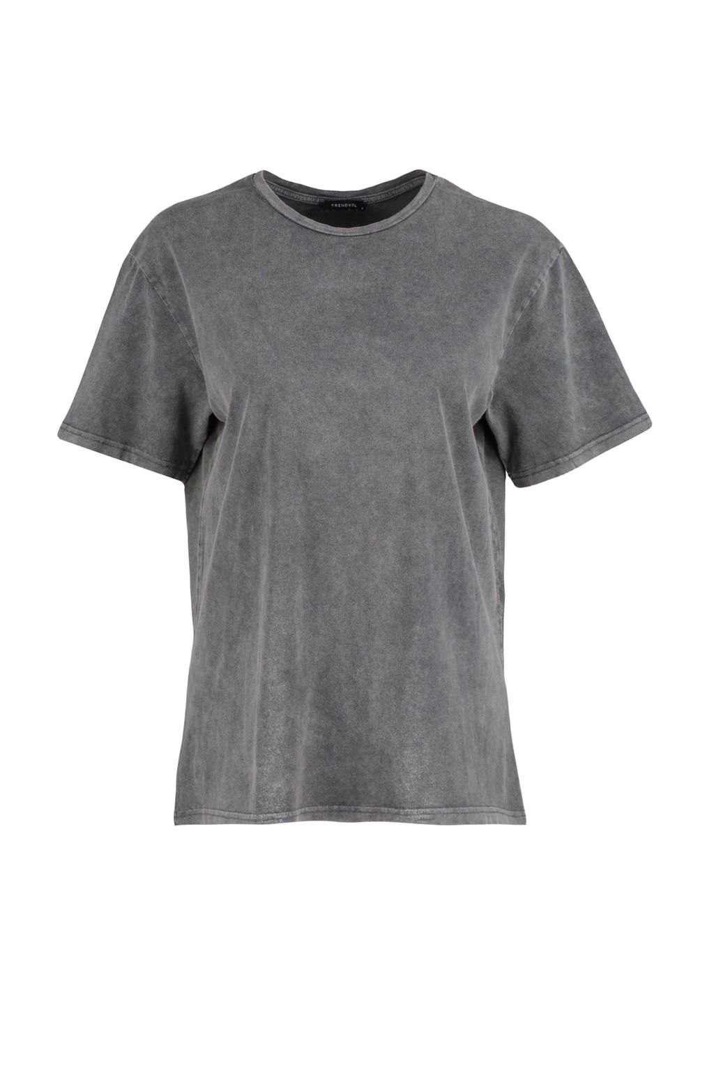 TRENDYOLMILLA Antrasit %100 Pamuk Soluk Efektli S?rt Bask?l? Boyfriend Bisiklet Yaka Orme T-Shirt TWOSS23TS00109  фото 7