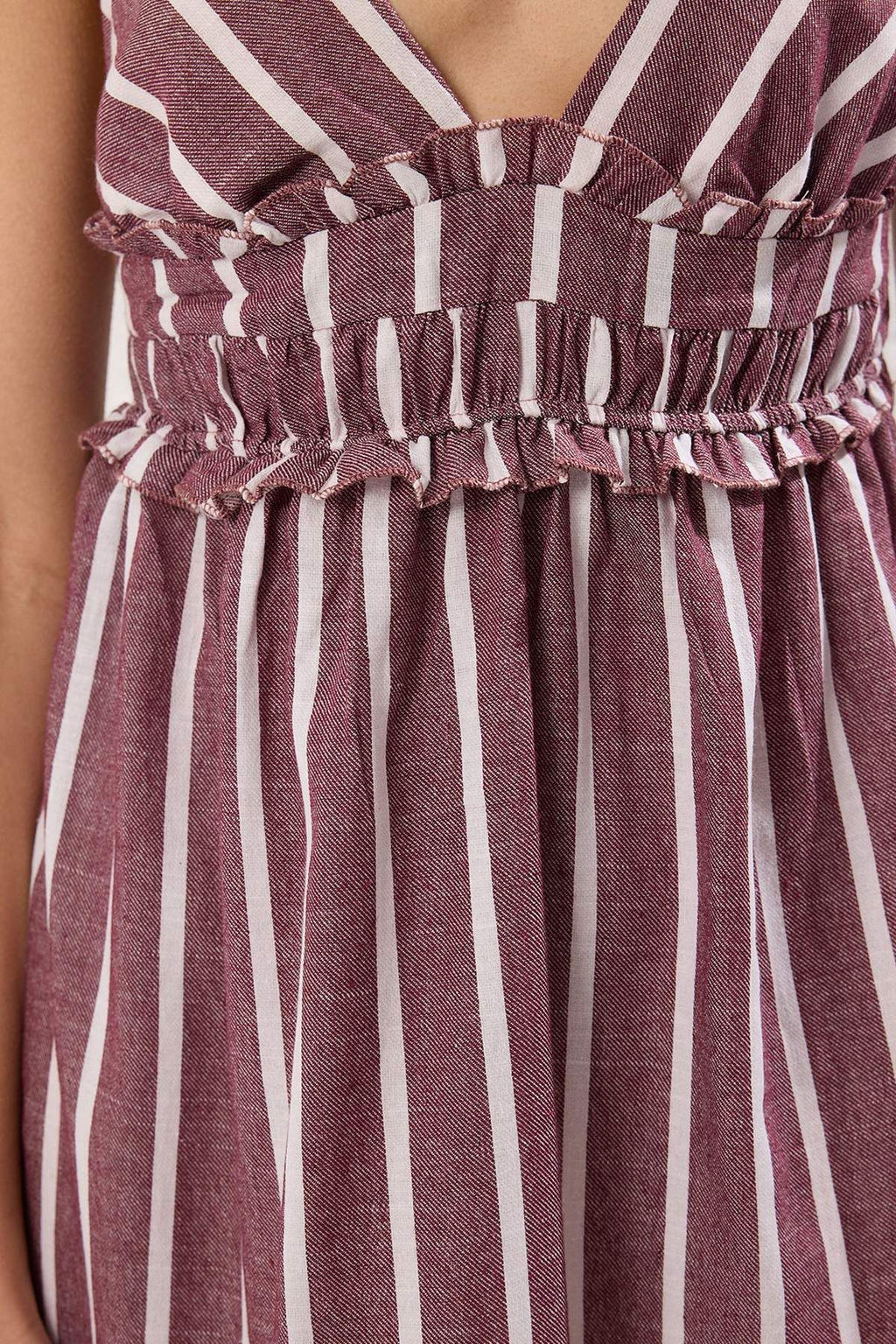 Bordo Cizgili Dokuma F?rf?rl? Plaj Mini Elbise TBESS25EL00148 - Trendyolmilla фото 3