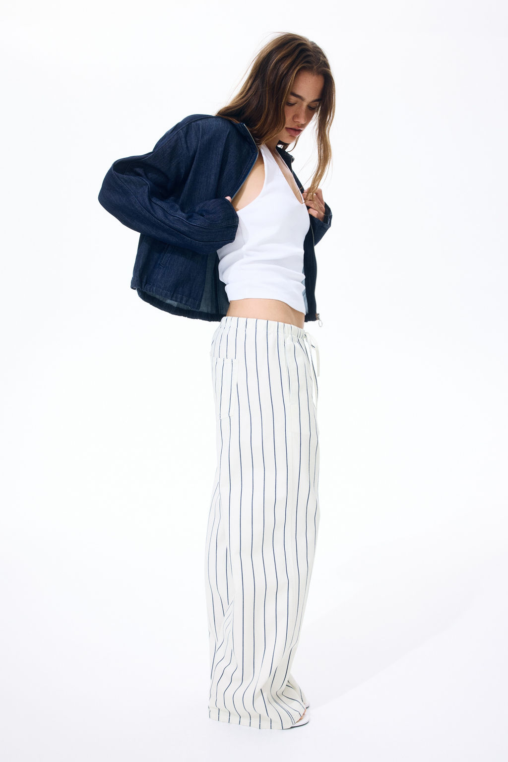 Pantal?n denim con cord?n de ajuste - H&m фото 5