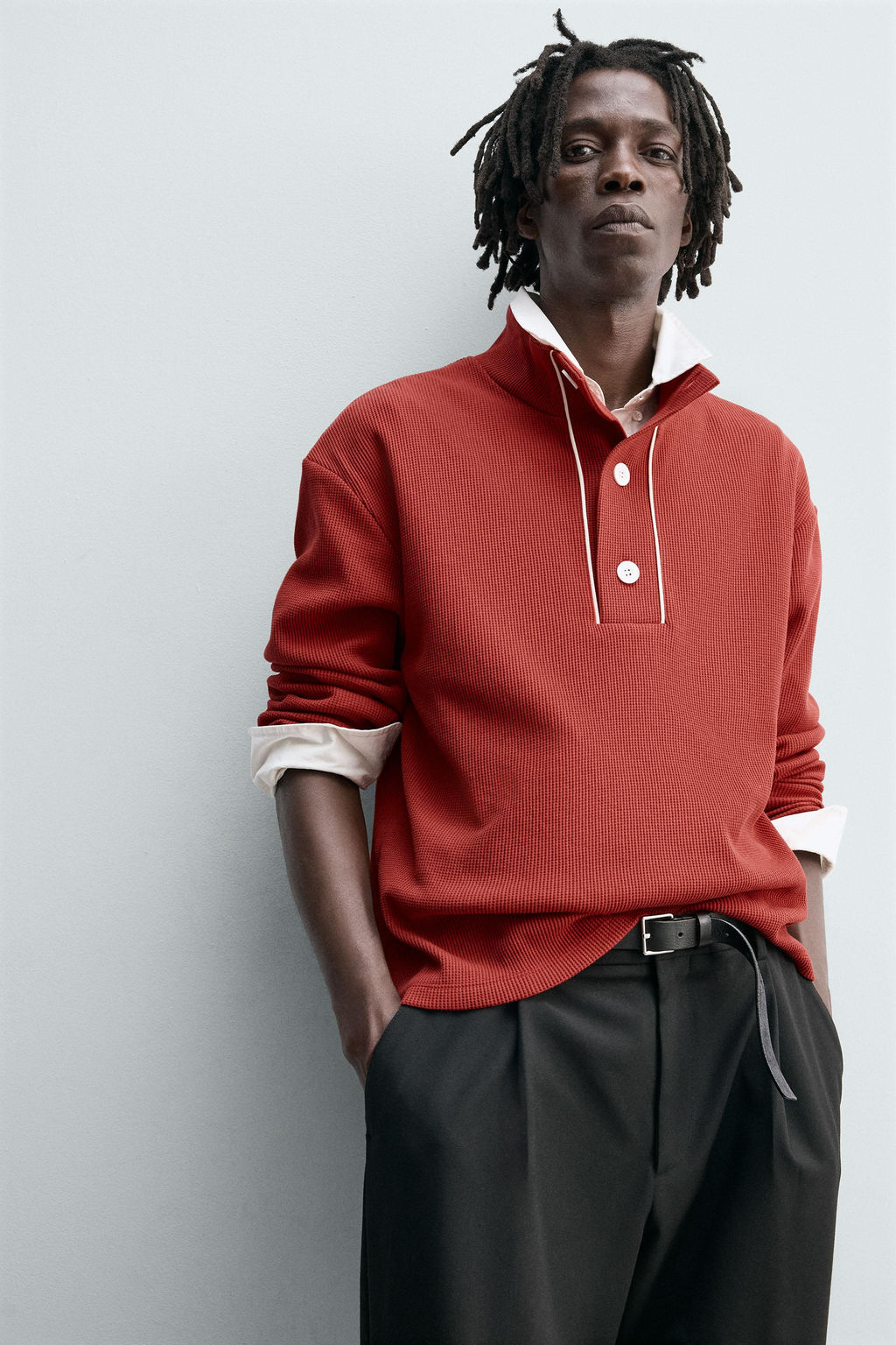 CONTRAST TEXTURED POLO SHIRT - Zara фото 5