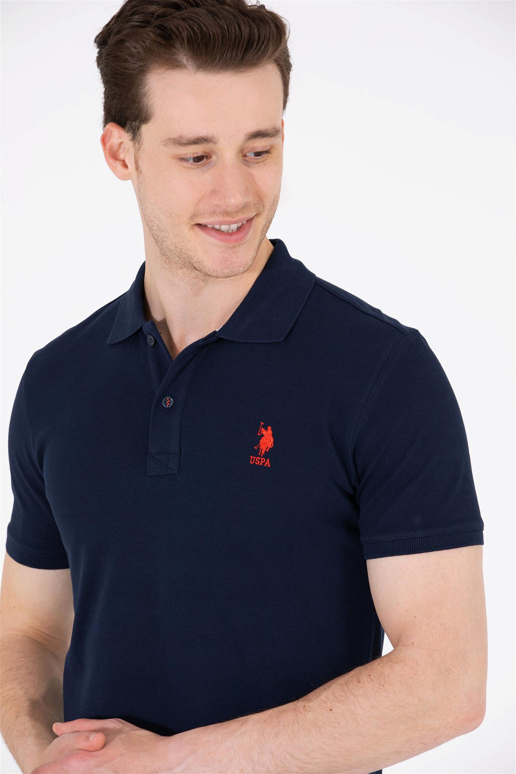Мужская темно-синяя футболка с воротником поло Basic - U.s. polo assn фото 10