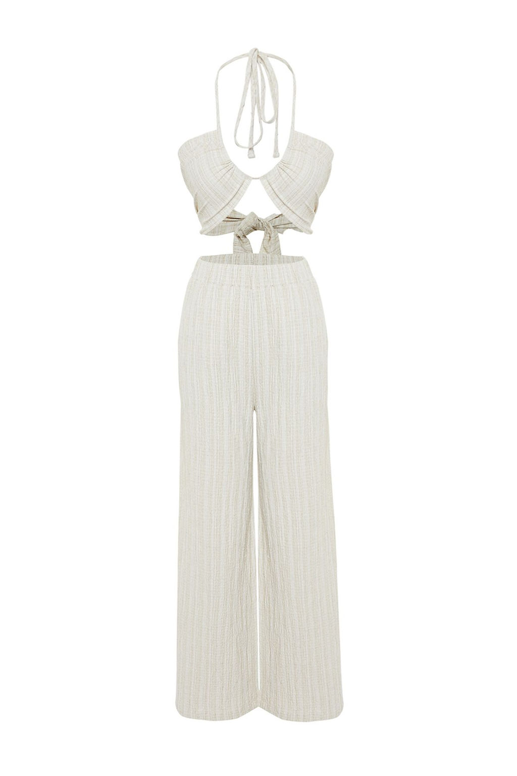 Ekru Dokuma Keten Kar?s?ml? Bluz Pantolon Plaj Tak?m TBESS24AU00030 - Trendyolmilla фото 6