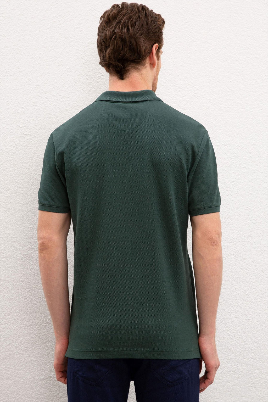 U. S. Polo Assn / Мужская темно-зеленая базовая футболка с воротником-поло - U.s. polo assn фото 3