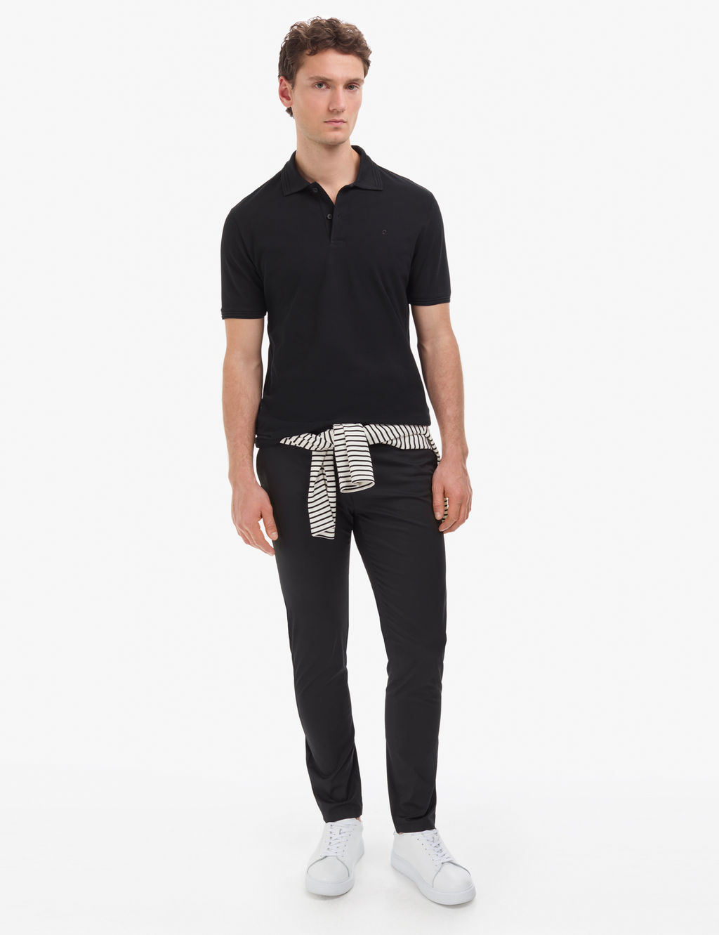 Siyah Regular Fit %100 Pamuk K_vr_lmaz D__meli Polo Yaka Basic Ti__rt