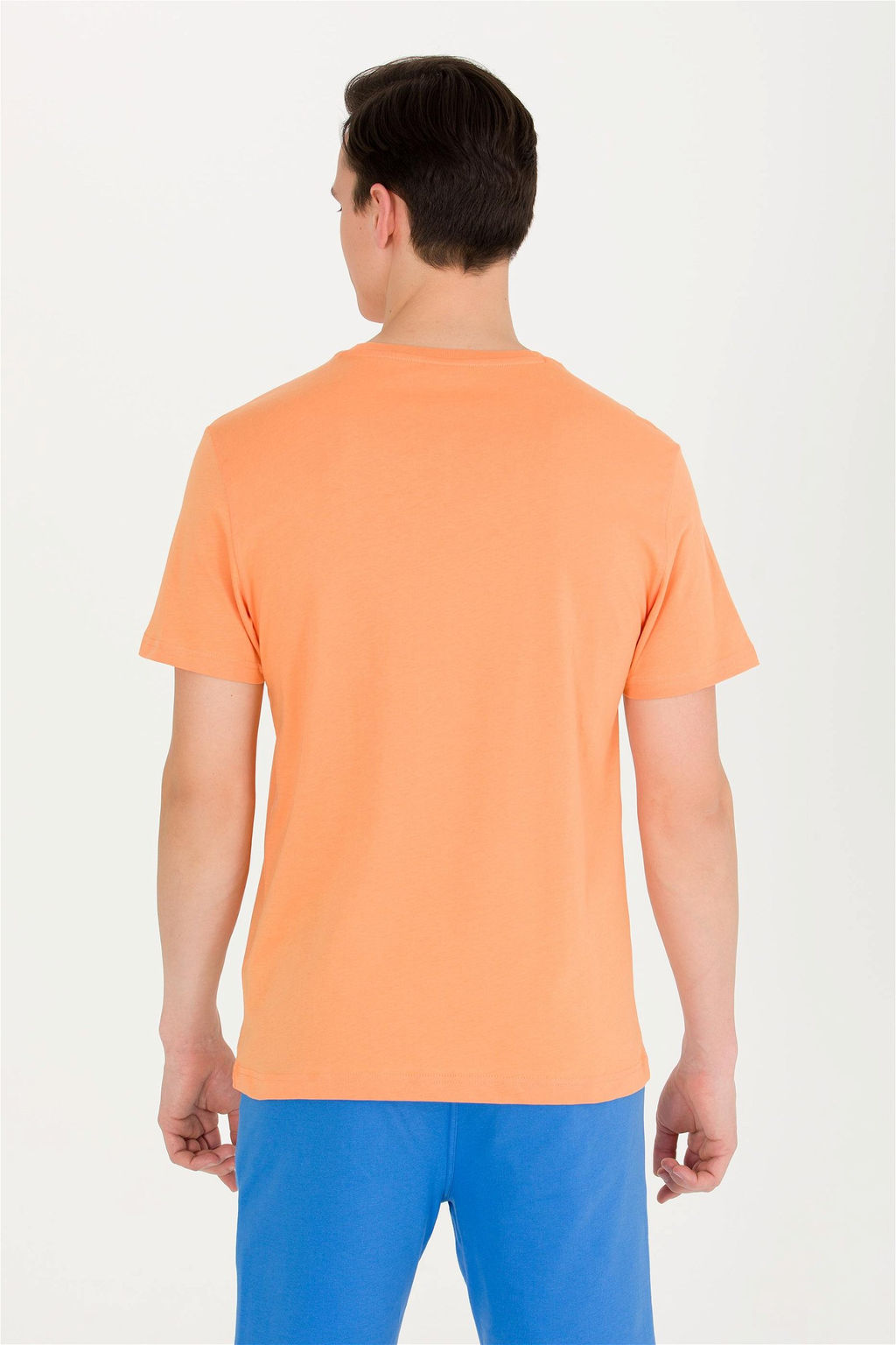 Мужская оранжевая базовая футболка с круглым вырезом - U.s. polo assn фото 11