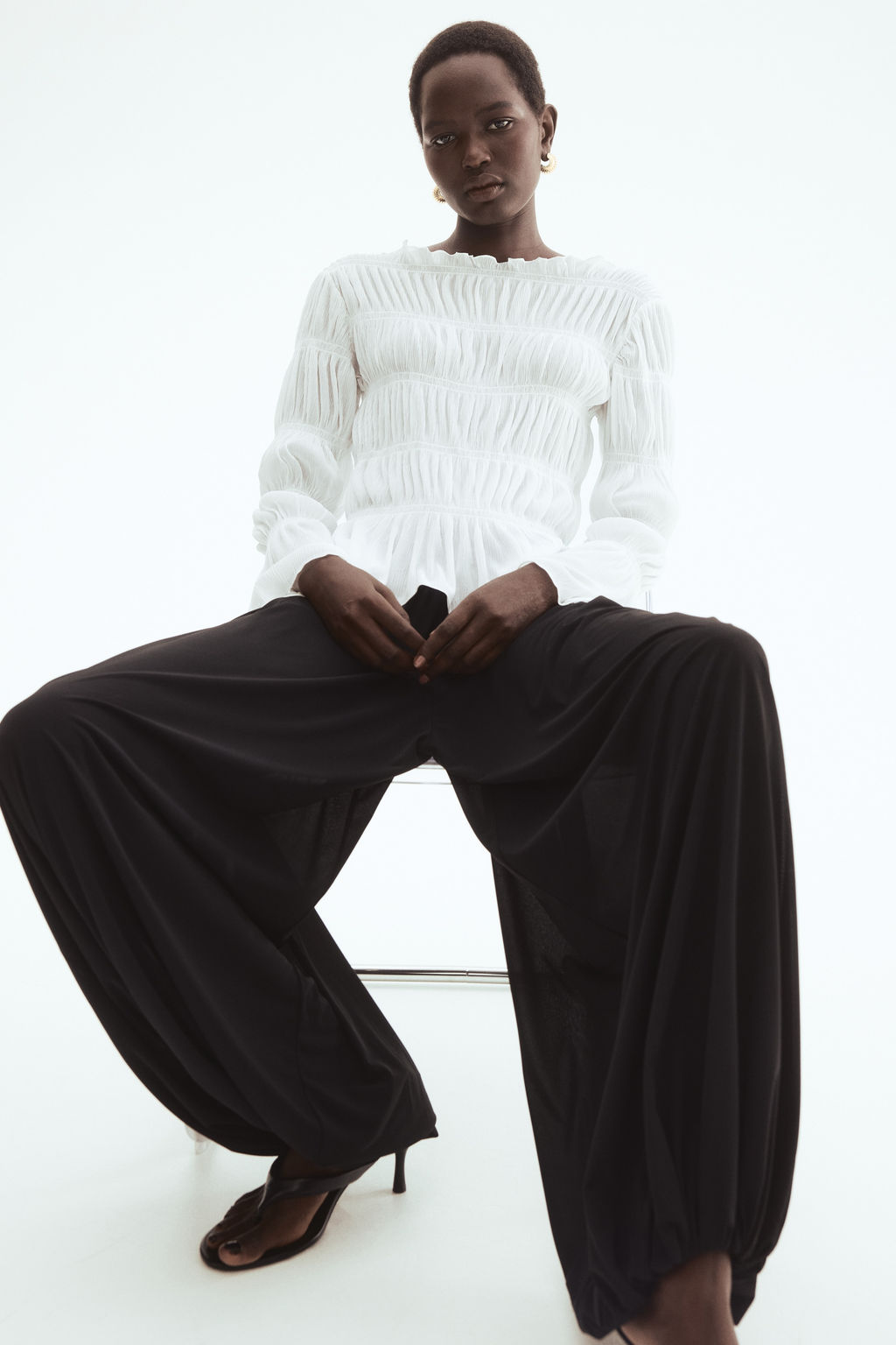 Smocked boat-neck top - H&m фото 2