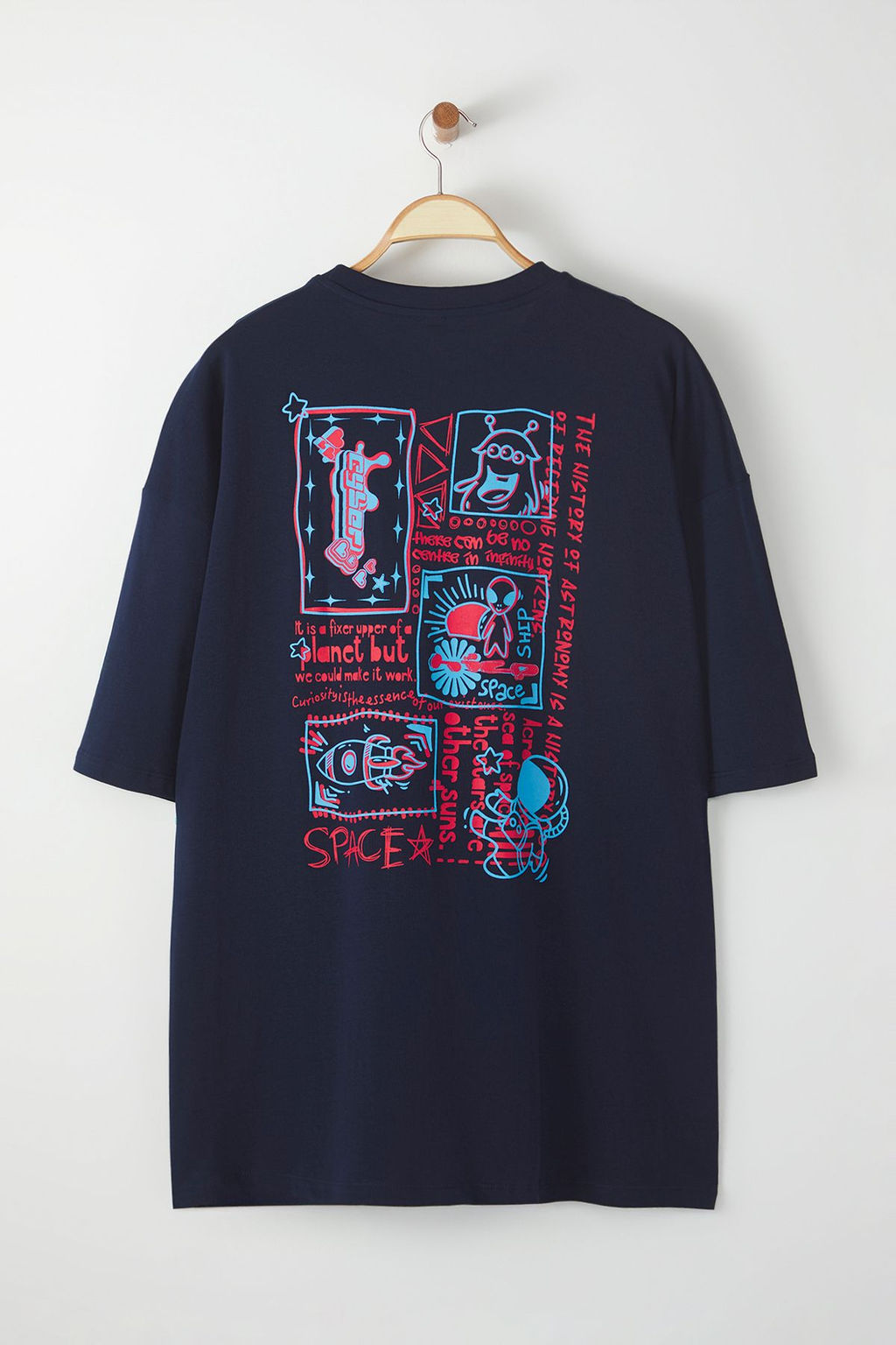 TRENDYOL MAN Buyuk Beden Lacivert Oversize/Genis Kesim %100 Pamuklu T-Shirt TMNSS25BF00009 - Trendyolmilla фото 3