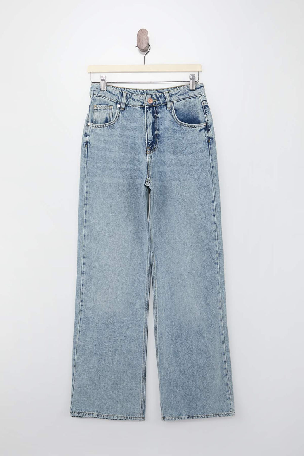 Koyu Mavi YUMUSACIK Tencel Kar?s?ml? Yuksek Bel Wide Leg Jeans TWOSS26JE00137 - Trendyolmilla фото 3