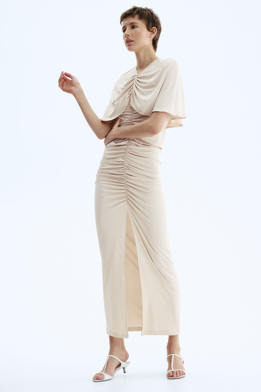 Vestido drapeado con capa decorativa - H&m фото 6