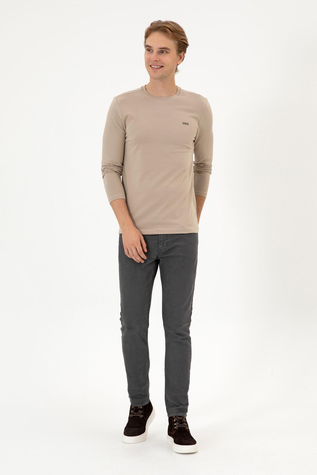 Erkek Koyu Bej Basic Sweatshirt Sepette S_rpriz _ndirim - U.s. polo assn фото 4