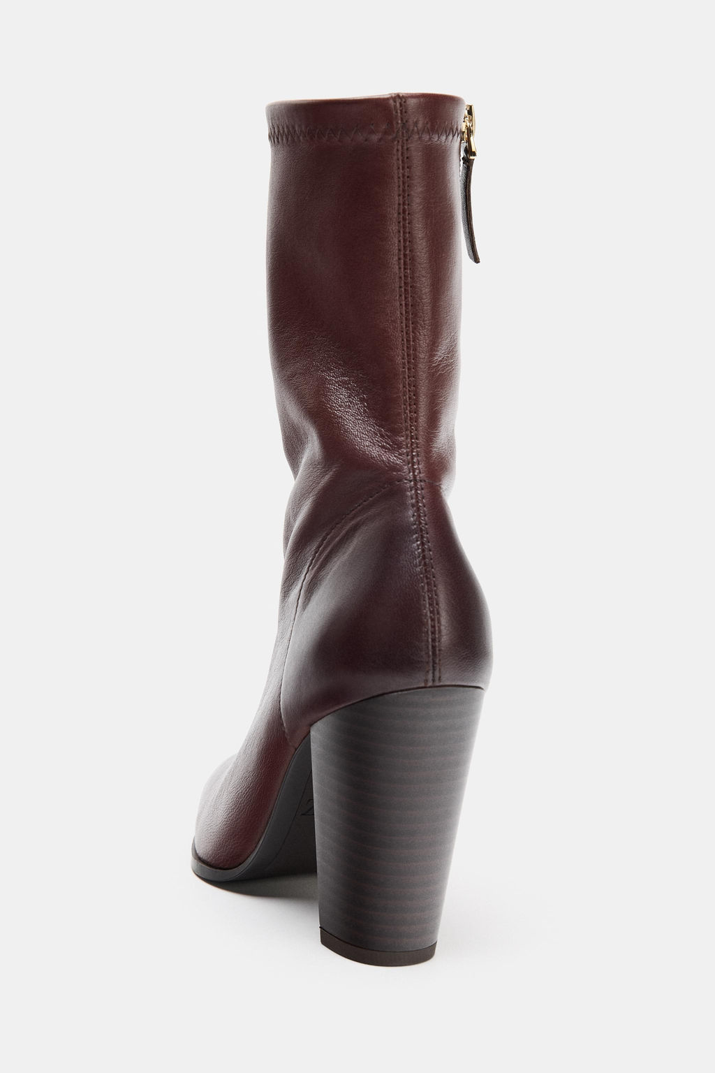 LEATHER -STYLE HEEL ANKLE BOOTS - Zara фото 13