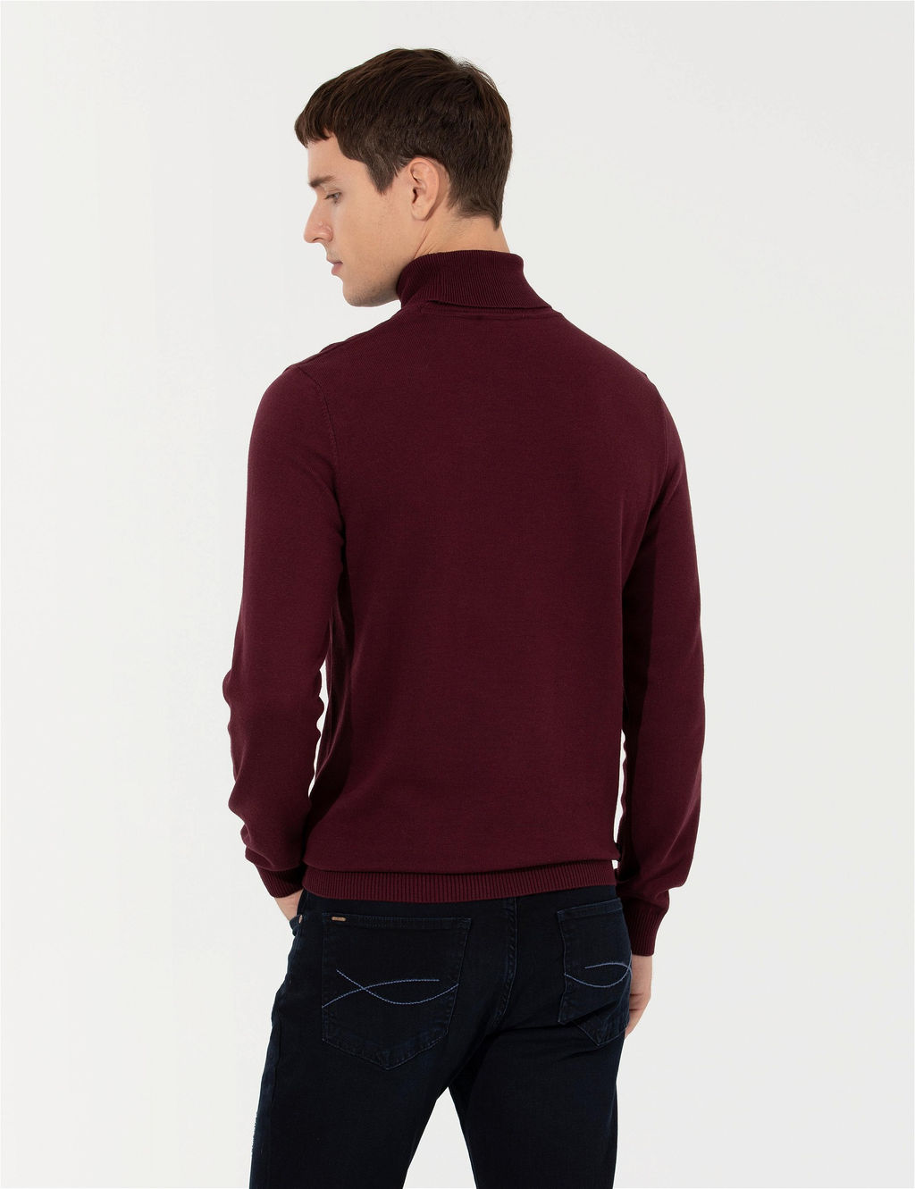Bordo Slim Fit Bal_k__ Yaka Basic Triko Kazak - Pierre cardin фото 5