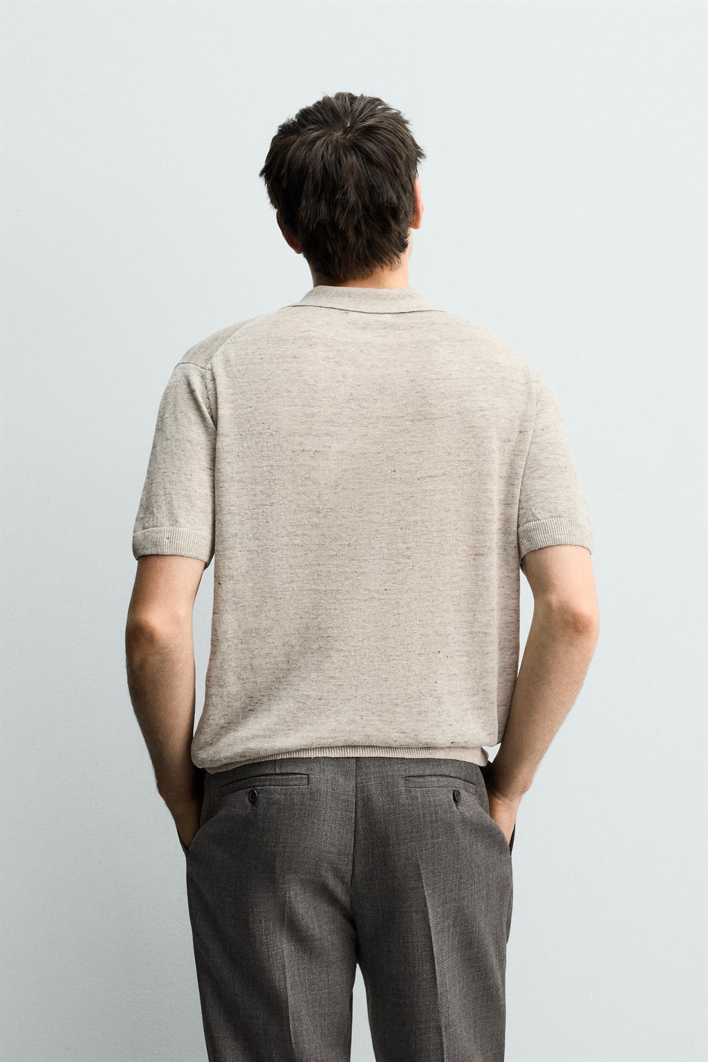 POLO PUNTO REGULAR FIT 100% LINO / Gris vigor? - Zara фото 3