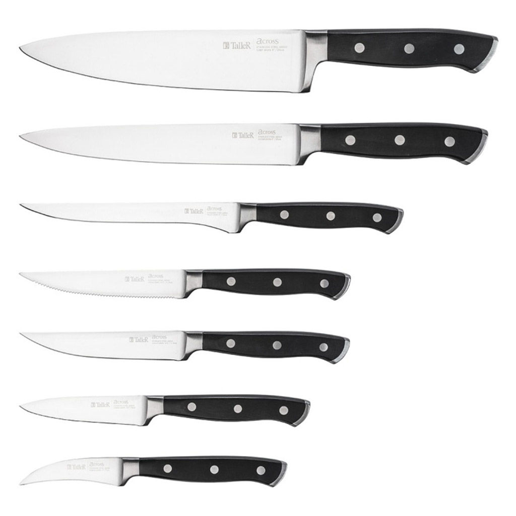 Нож кухонный Across 20см из нержавеющей стали, s2,5мм, для нарезки, ручка из ударопрочного пластика, чехол, TalleR (Китай) - Домашняя мода фото 3