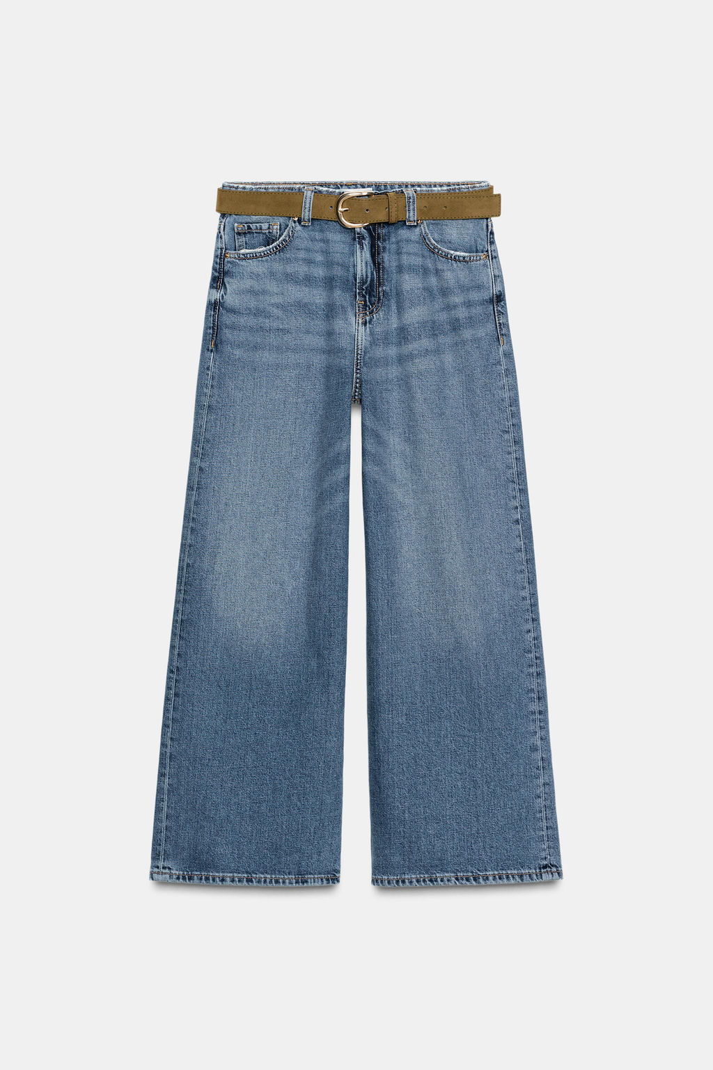 Z.08 WIDE-LEG CROPPED HIGH-WAIST JEANS WITH BELT - Zara фото 8