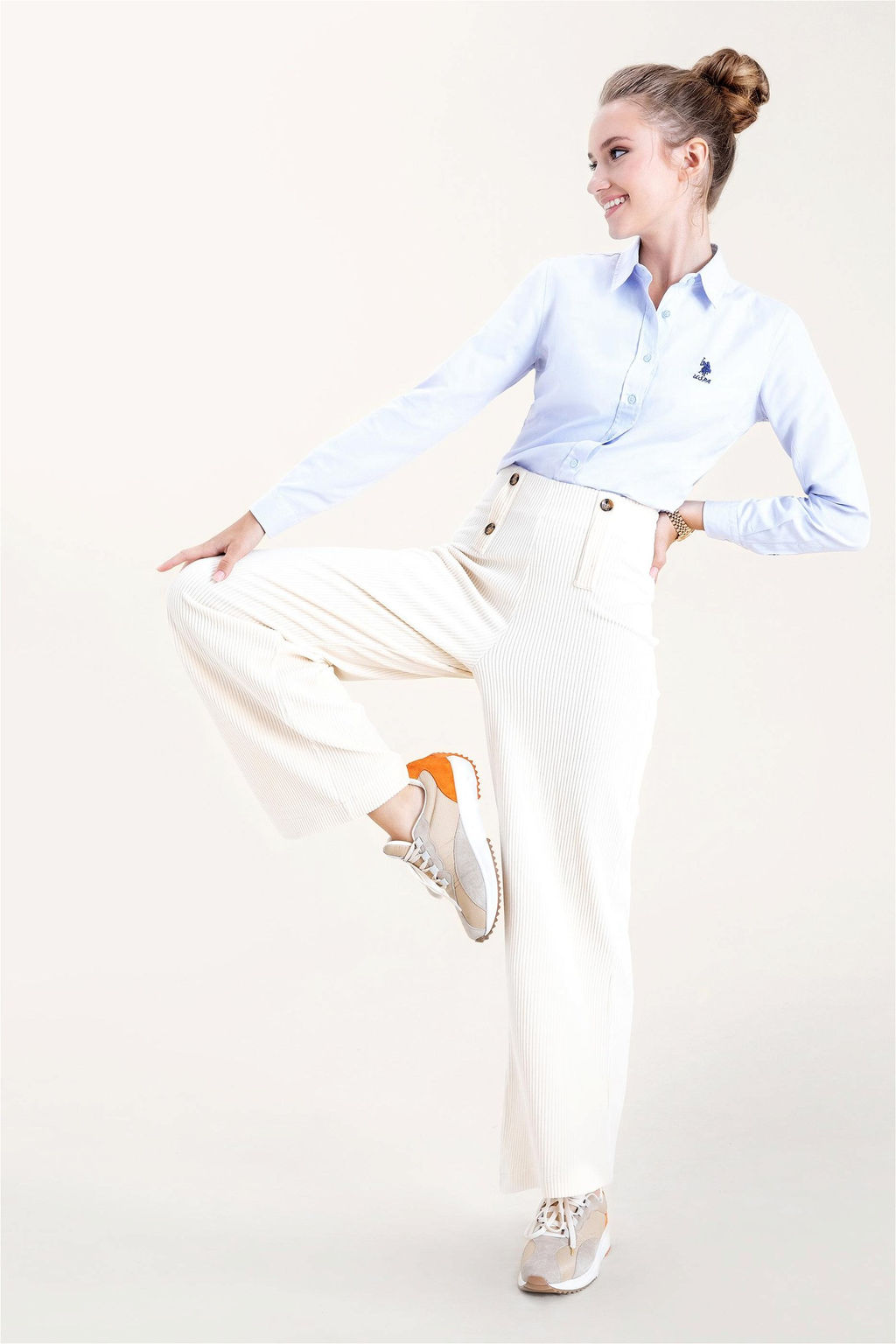 U. S. Polo Assn Женская голубая базовая рубашка с длинным рукавом - U.s. polo assn фото 8