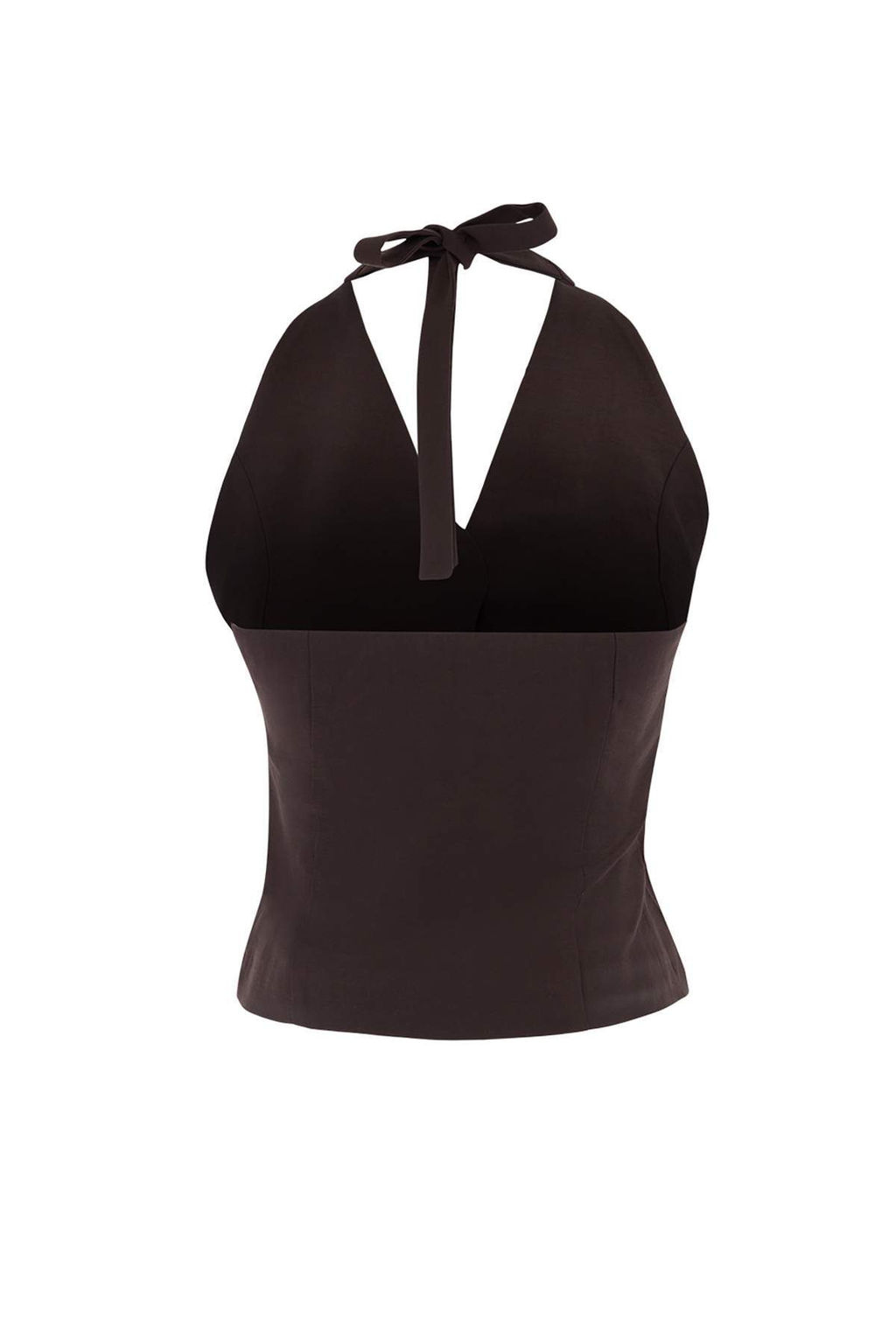 Koyu Kahverengi Fitted Boyundan Baglamal? Tencel Yelek TWOSS26YE00039 - Trendyolmilla фото 2