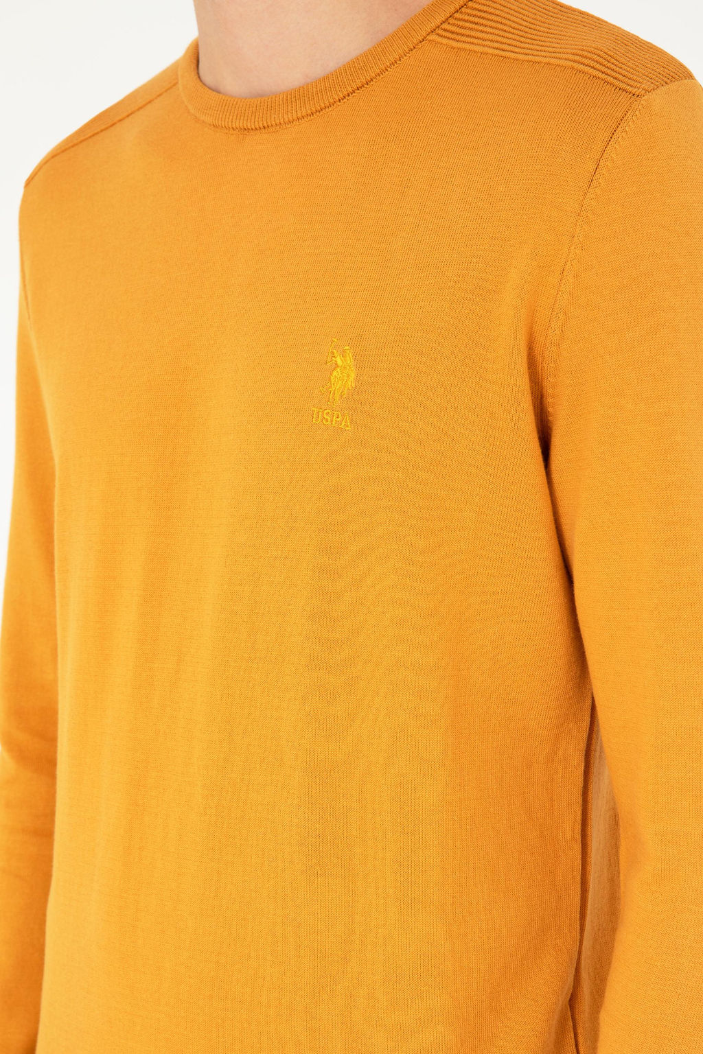 Мужской горчичный базовый свитер - U.s. polo assn фото 7