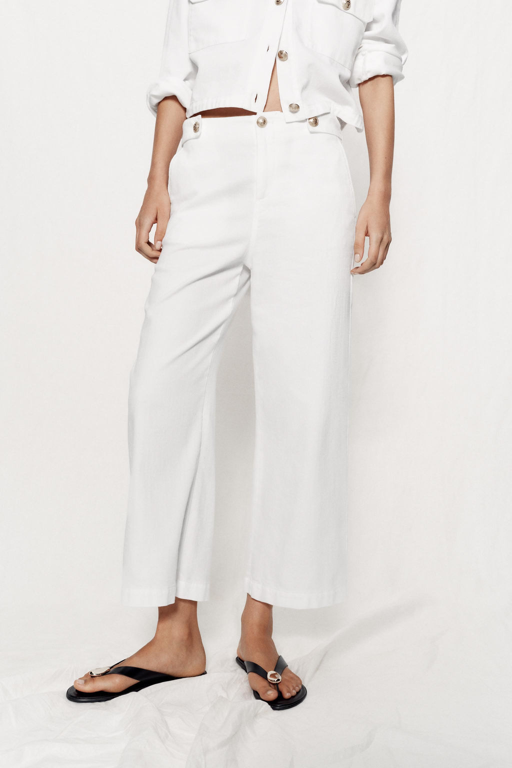 PANTAL?N CULOTTE BOTONES DORADOS / Blanco - Zara фото 2