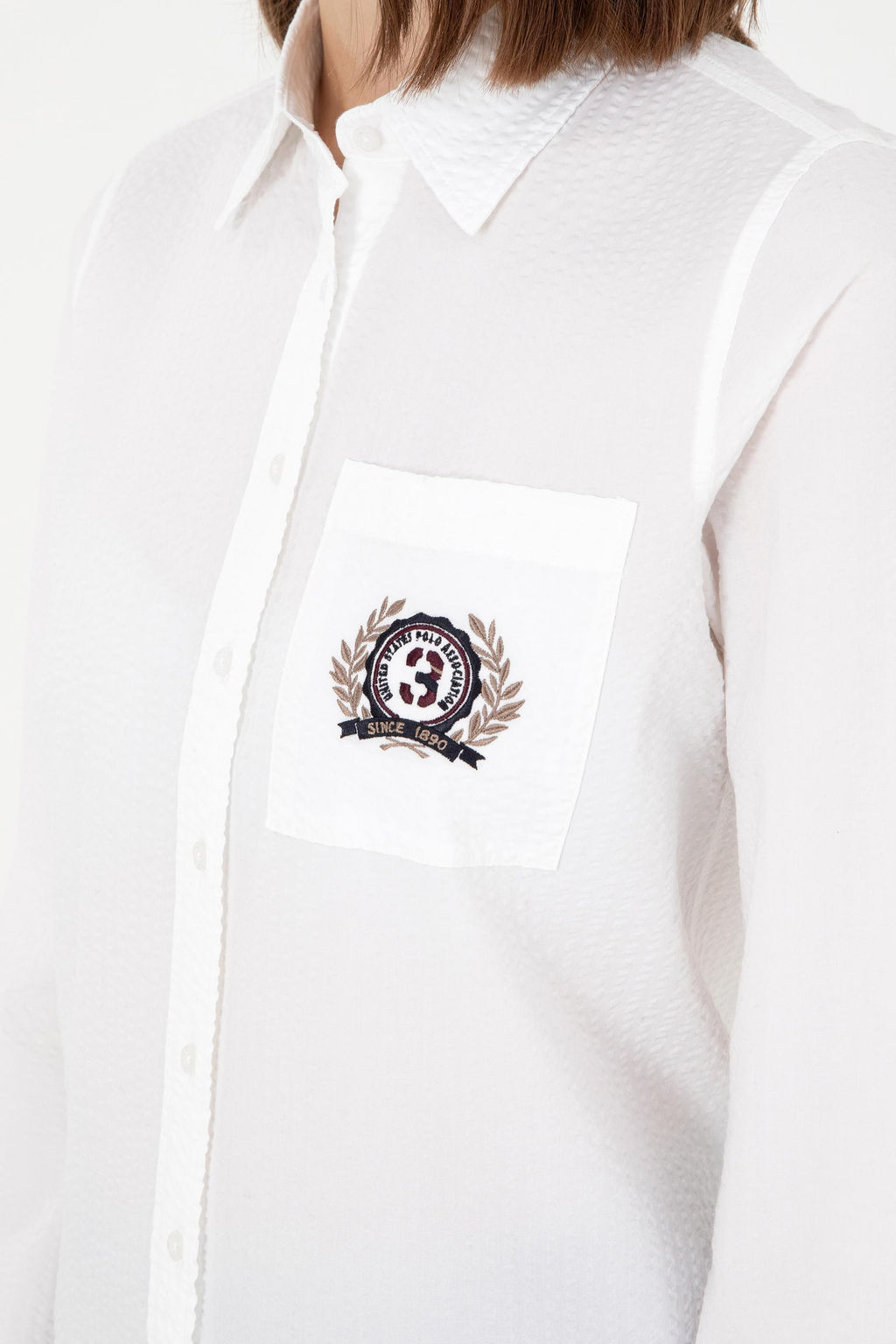 Женская белая рубашка с длинным рукавом - U.s. polo assn фото 7